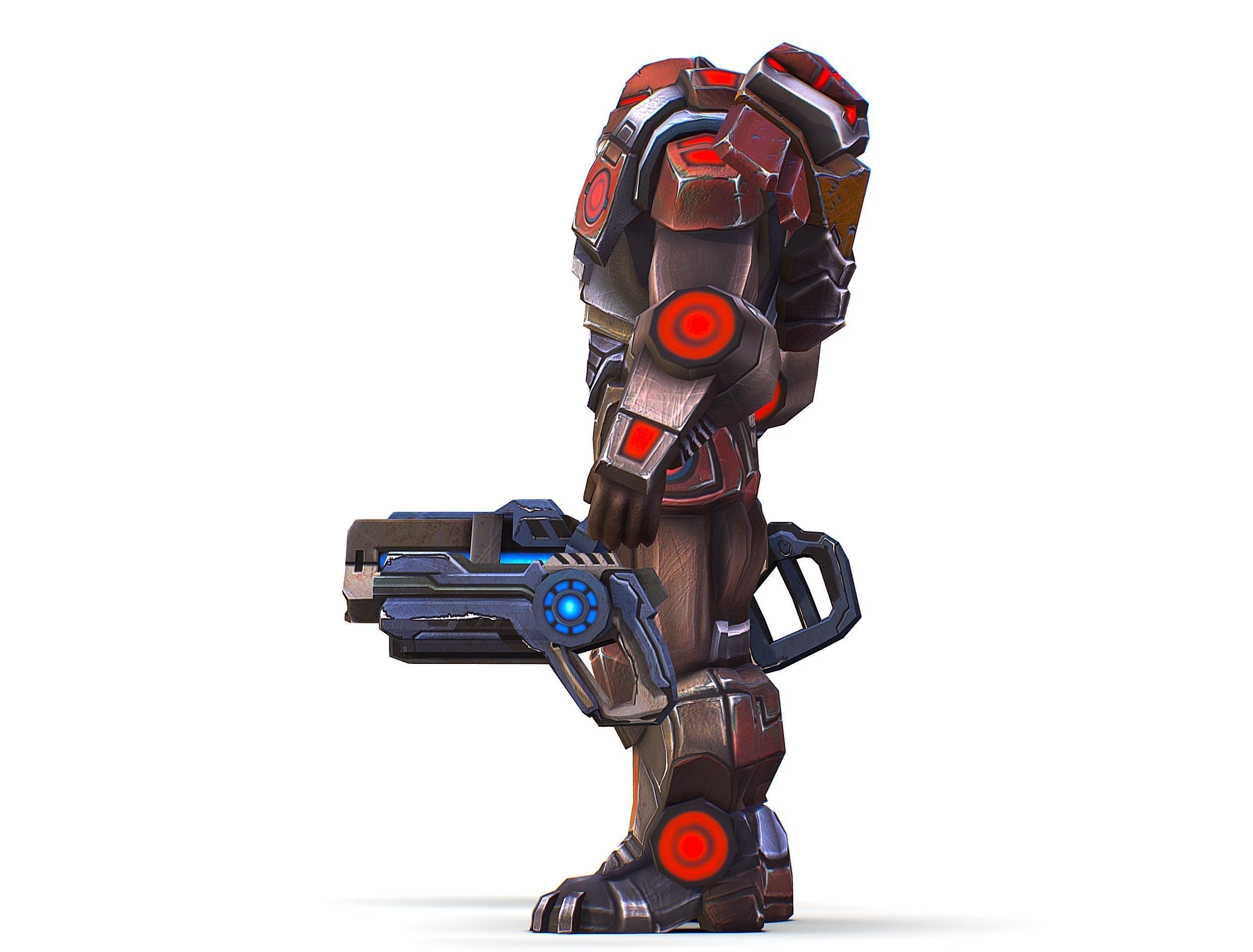 Assault heavy machine gun cannon naff barrel blaster laser arms Low-poly 3D model_17