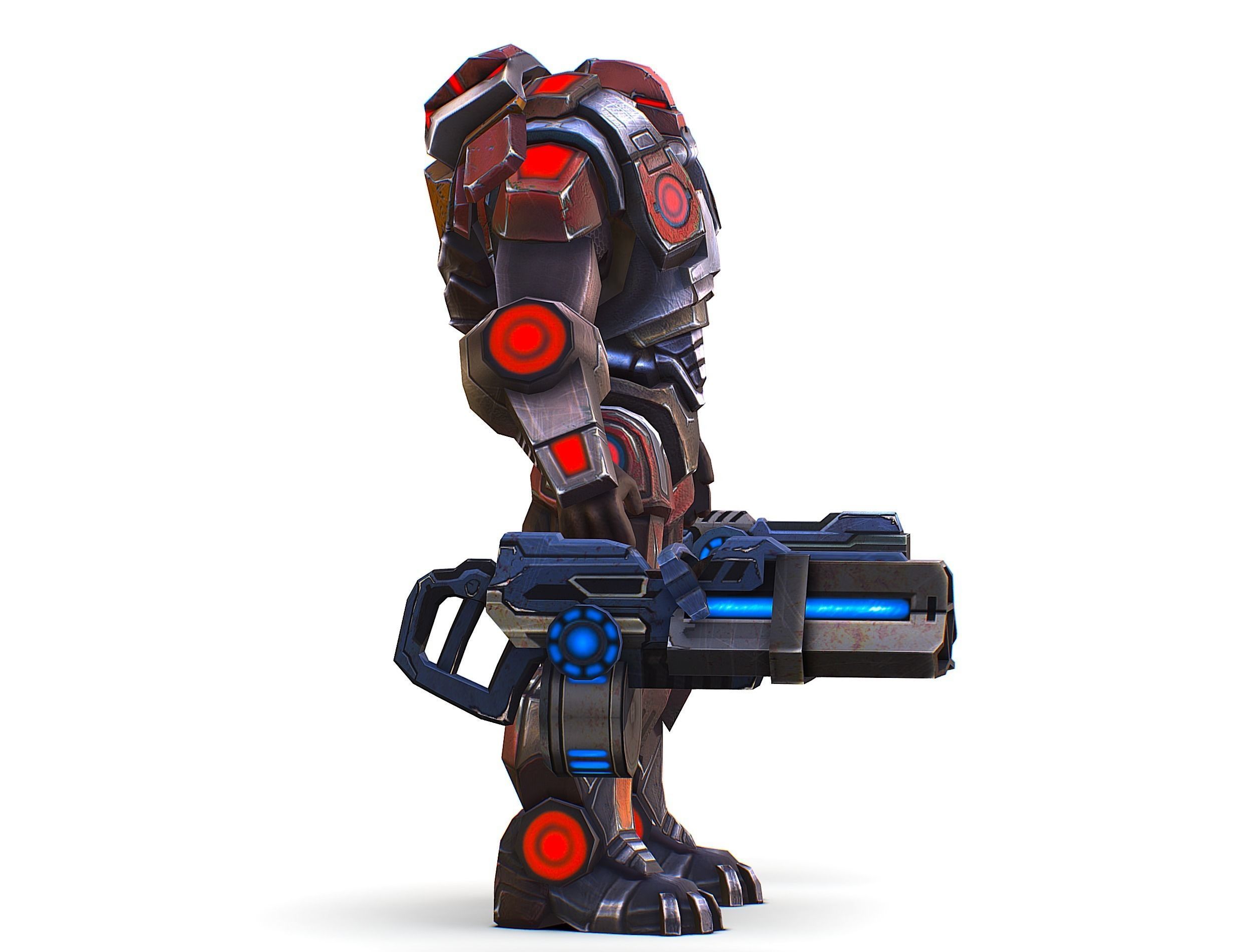 Assault heavy machine gun cannon naff barrel blaster laser arms Low-poly 3D model_5