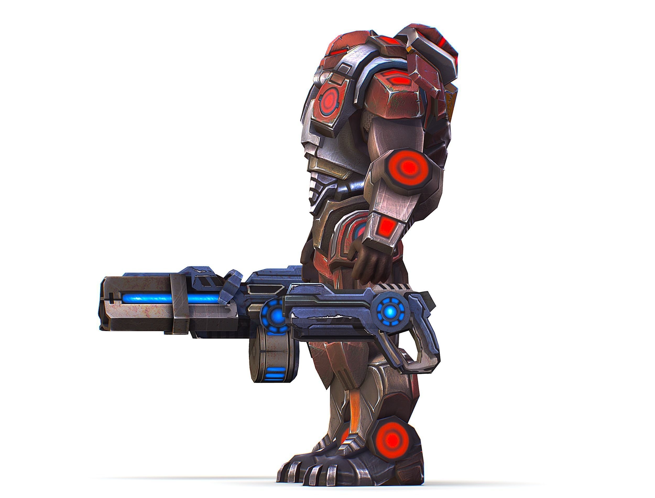 Assault heavy machine gun cannon naff barrel blaster laser arms Low-poly 3D model_18