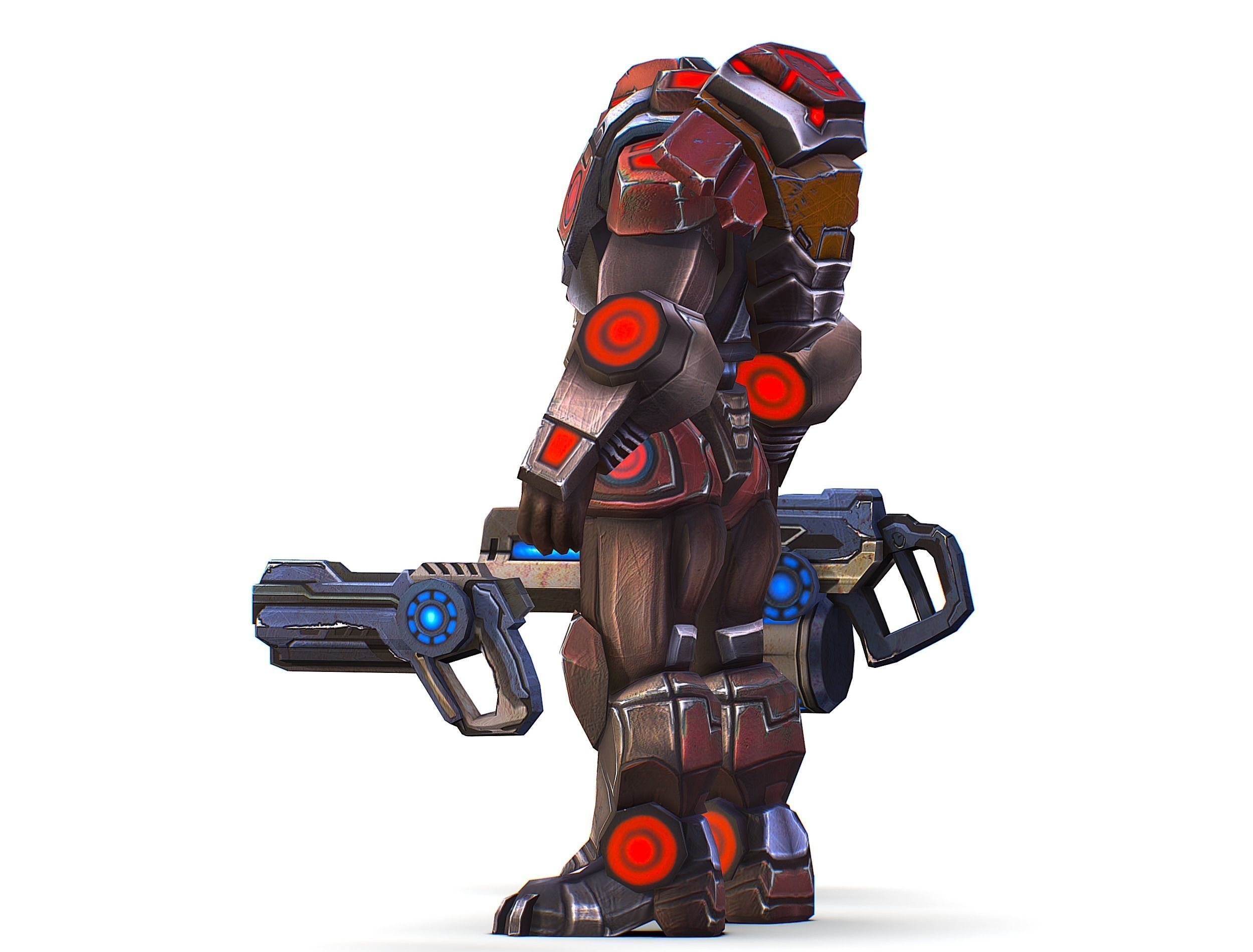 Assault heavy machine gun cannon naff barrel blaster laser arms Low-poly 3D model_16