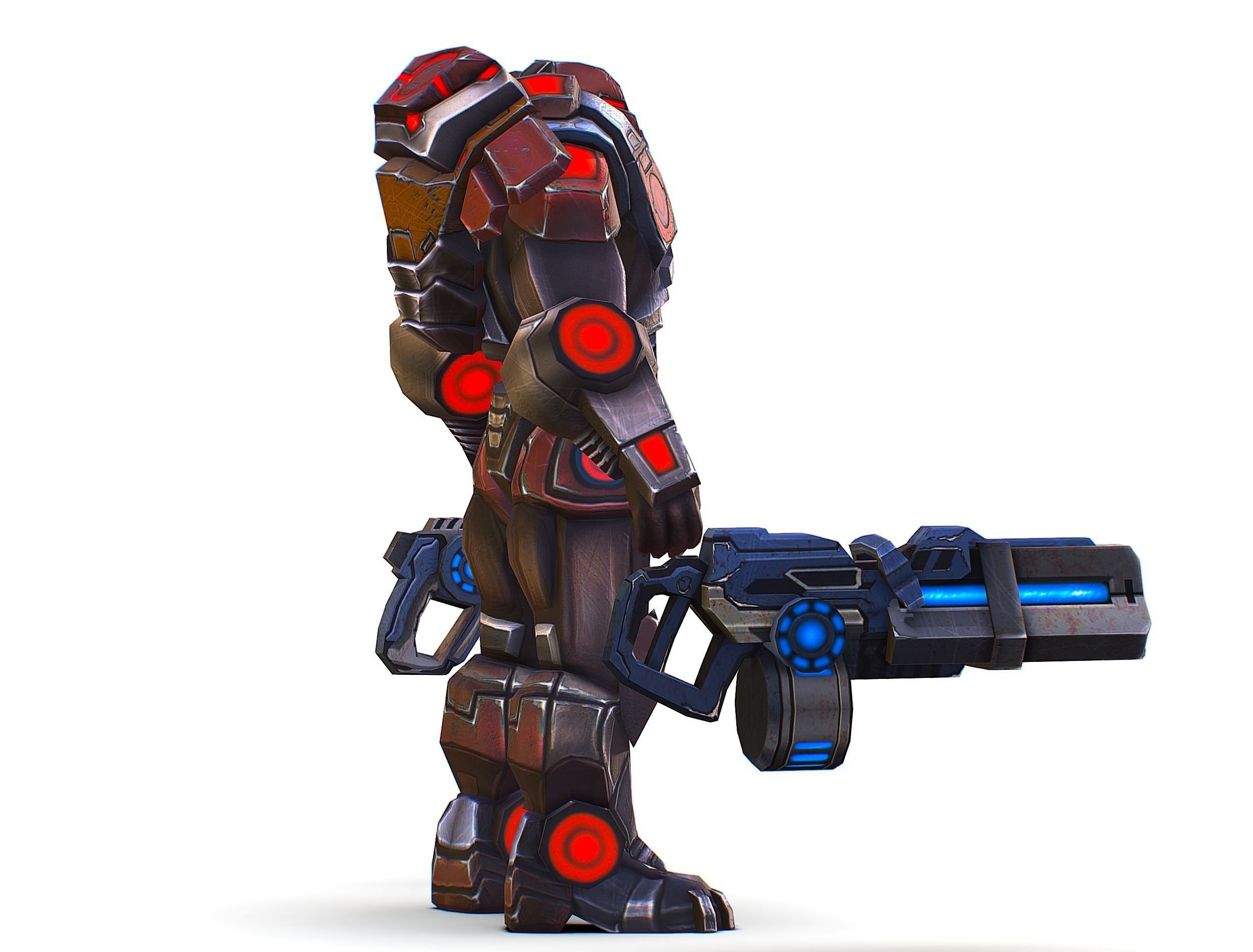 Assault heavy machine gun cannon naff barrel blaster laser arms Low-poly 3D model_7