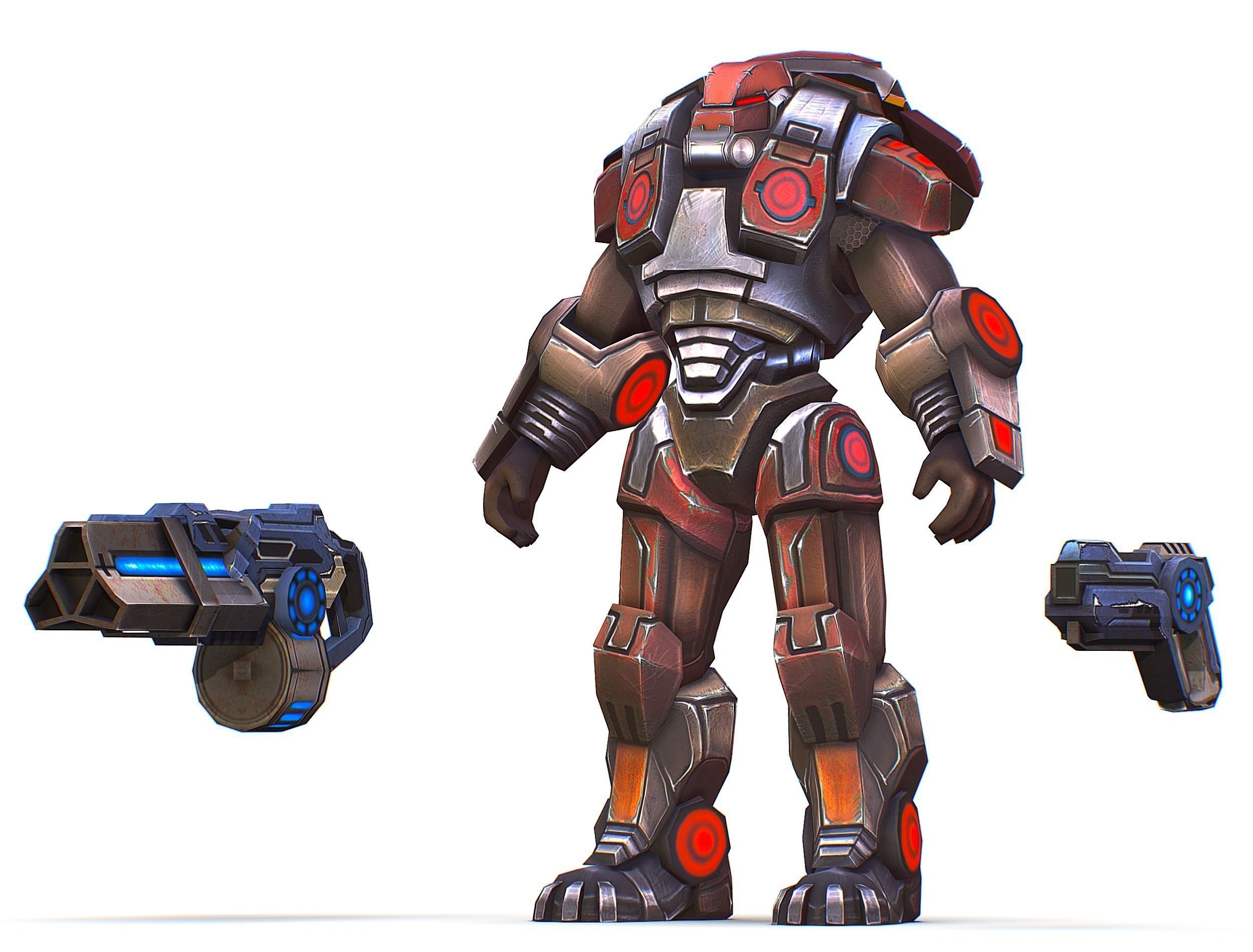 Assault heavy machine gun cannon naff barrel blaster laser arms Low-poly 3D model_21