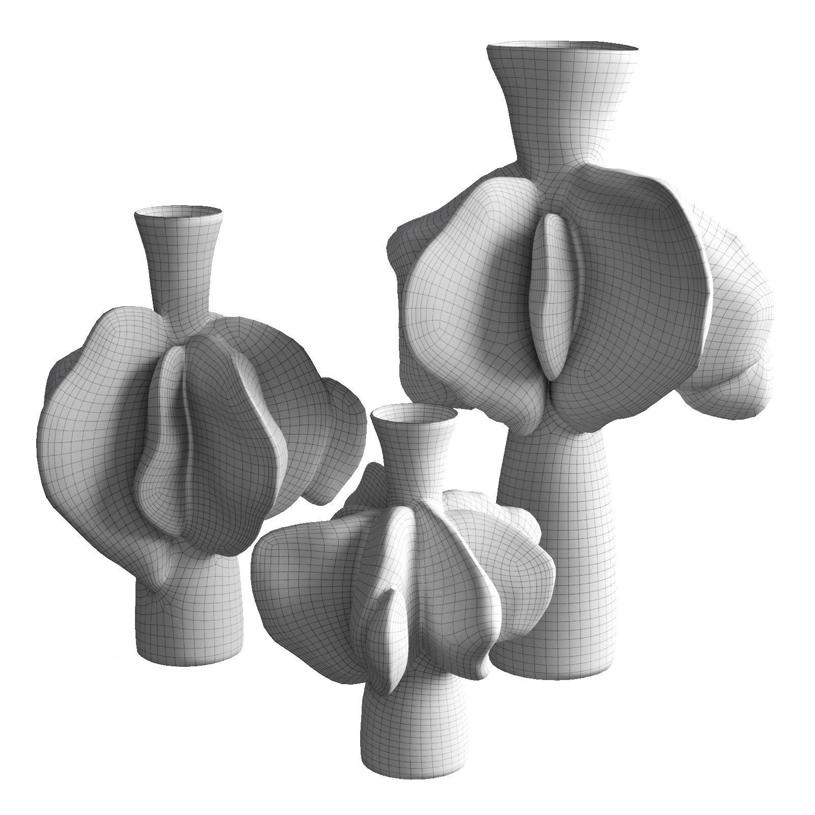 Dumpling Ceramic Vases Low-poly 3D model_7