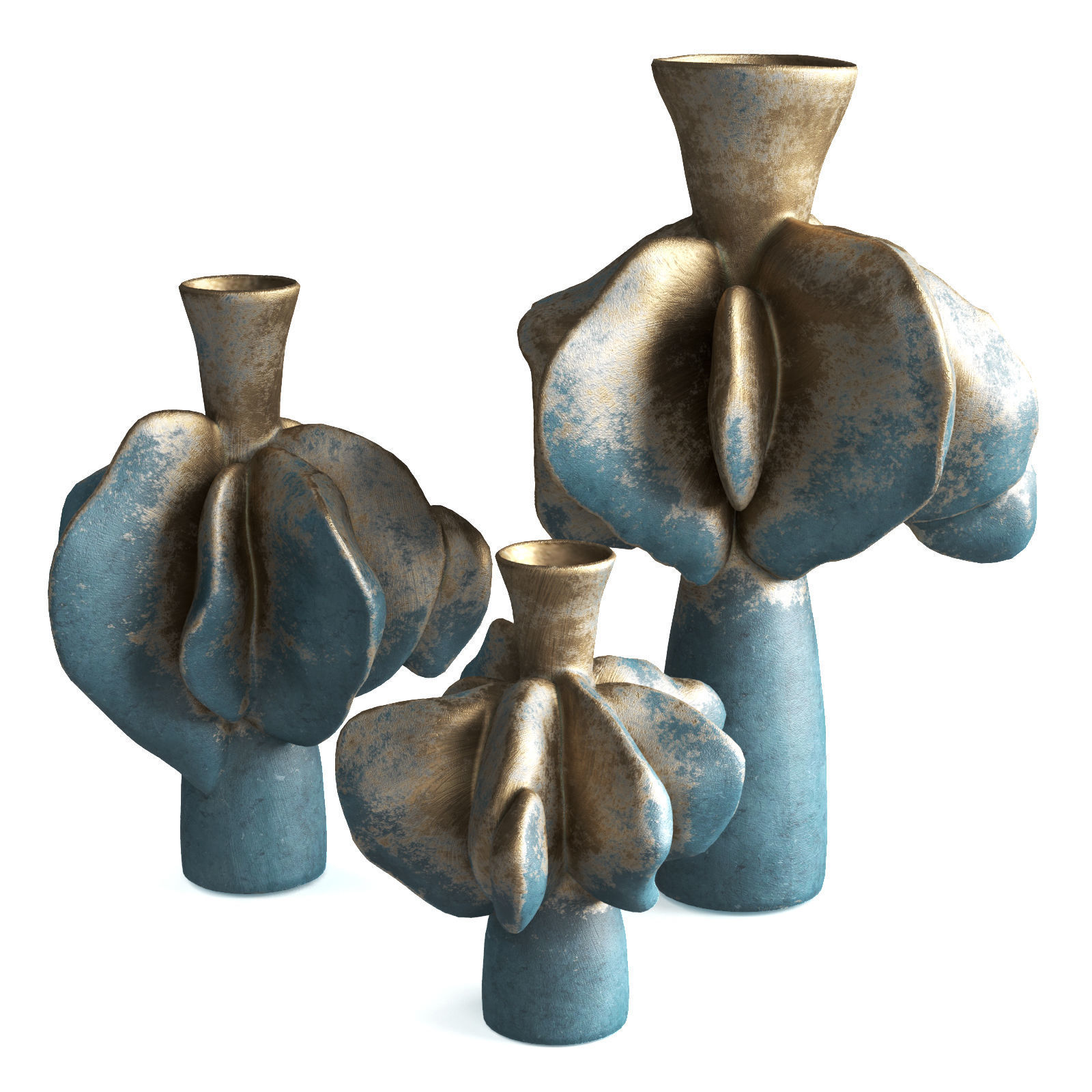 Dumpling Ceramic Vases Low-poly 3D model_2
