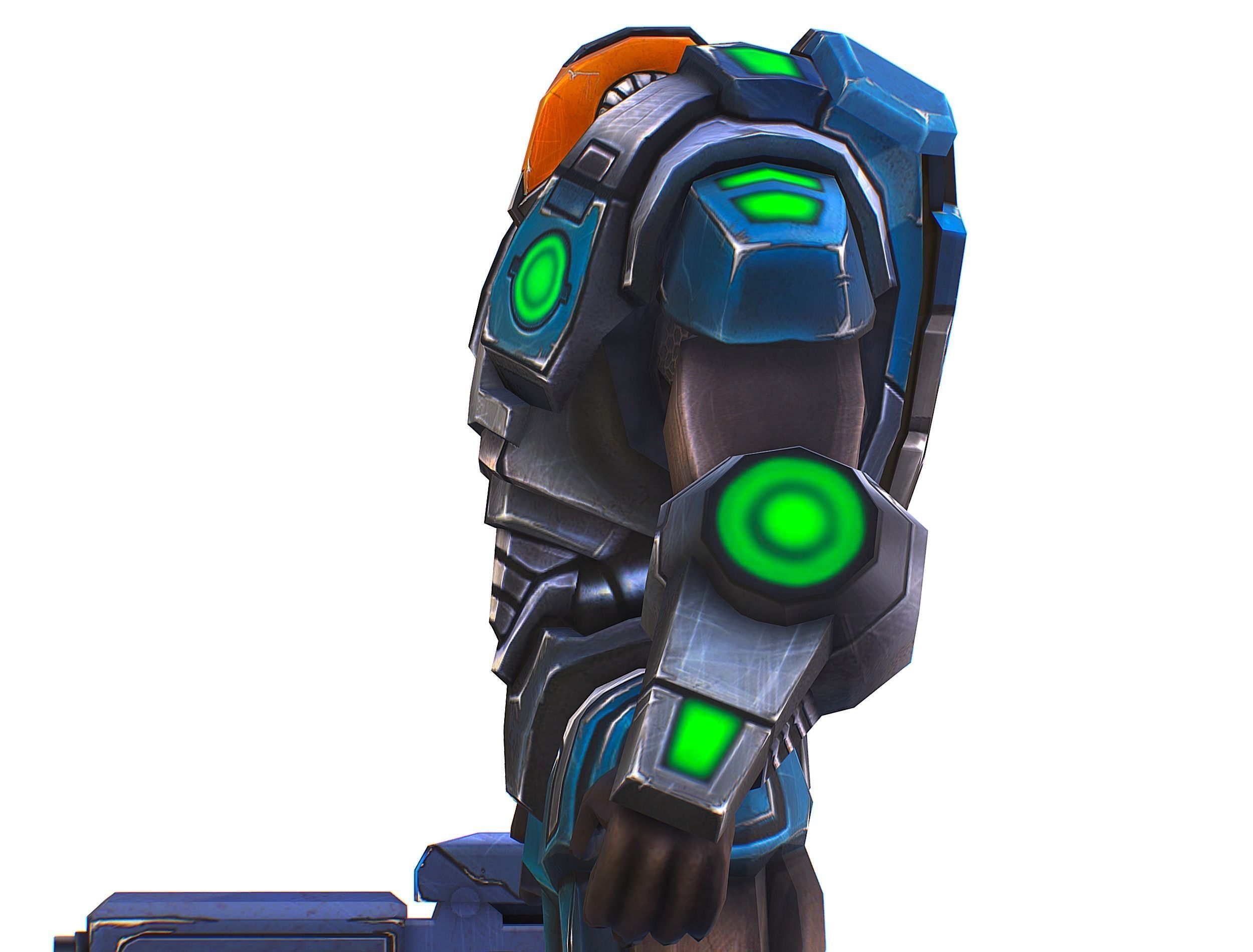 Man Cyborg - Male Soldier with Automatic Rifle and Pistol Low-poly 3D model_29