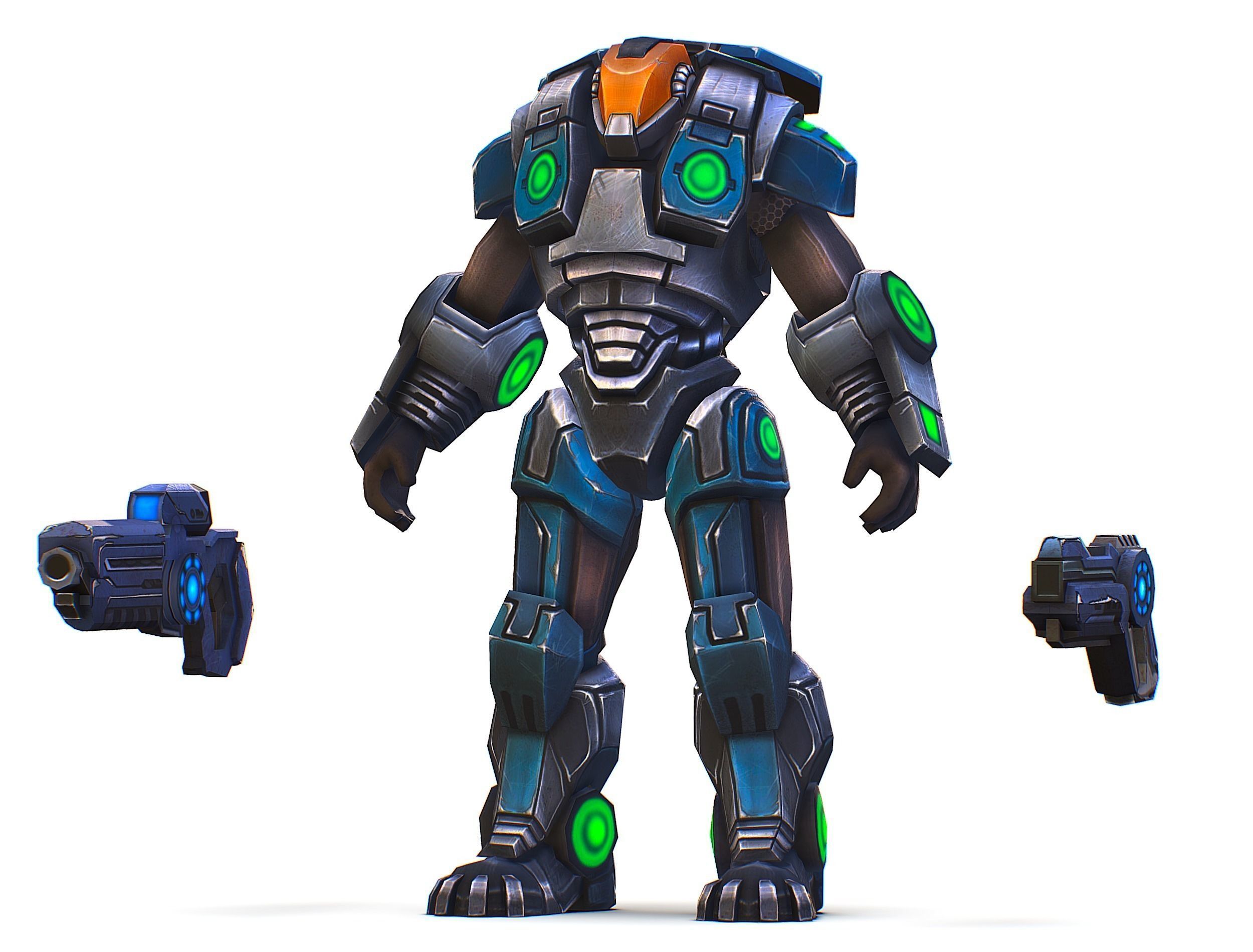 Man Cyborg - Male Soldier with Automatic Rifle and Pistol Low-poly 3D model_19