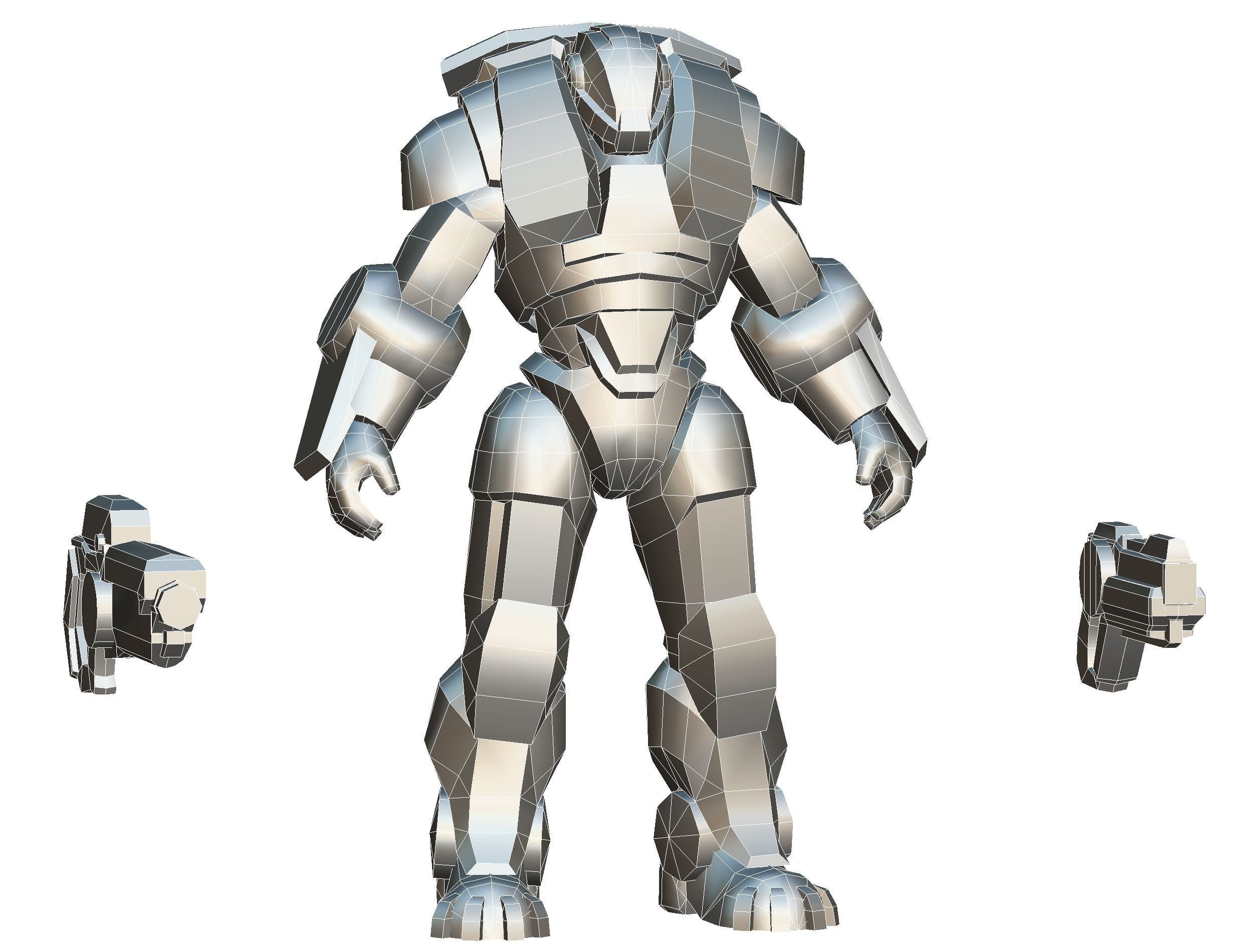 Man Cyborg - Male Soldier with Automatic Rifle and Pistol Low-poly 3D model_63