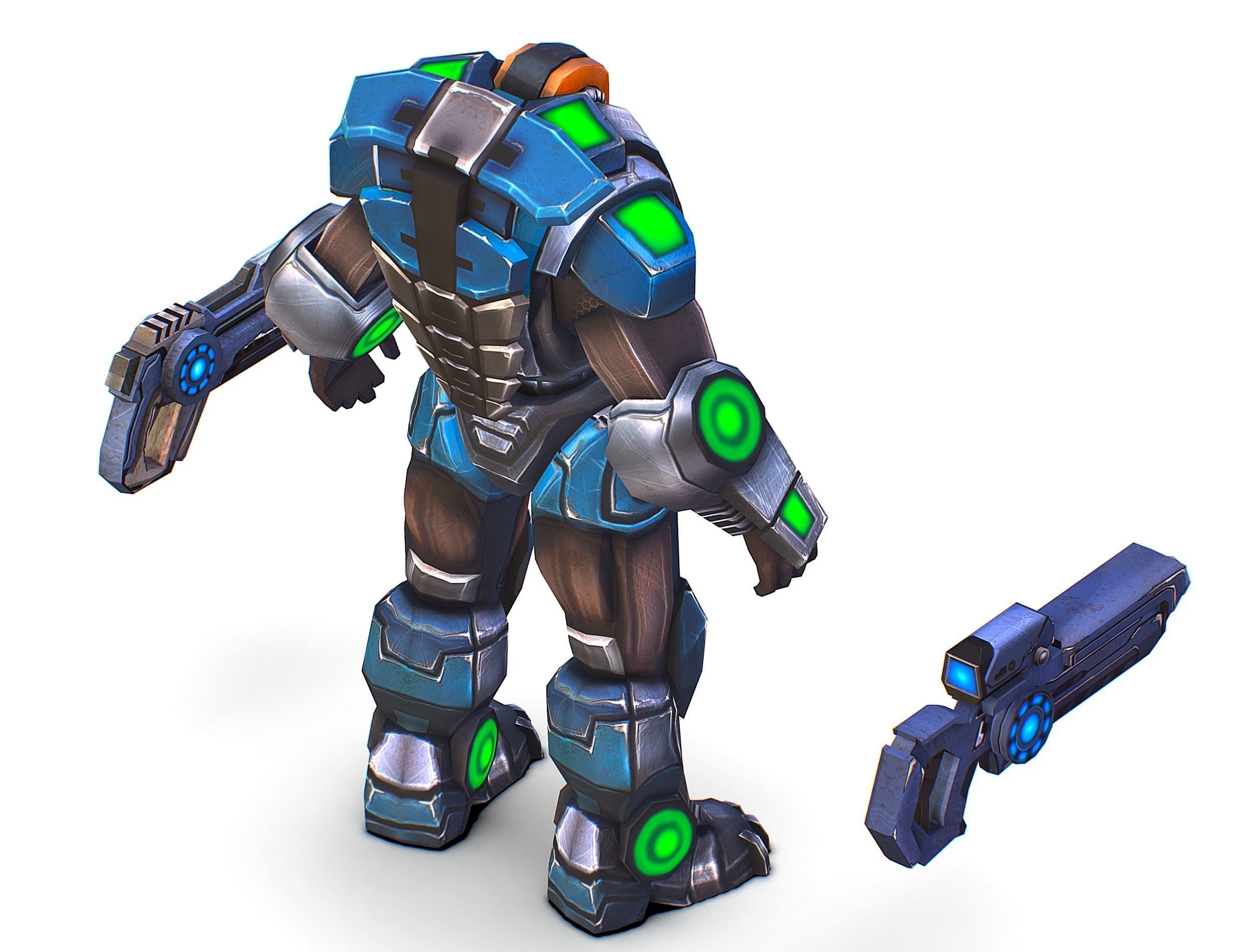 Man Cyborg - Male Soldier with Automatic Rifle and Pistol Low-poly 3D model_37