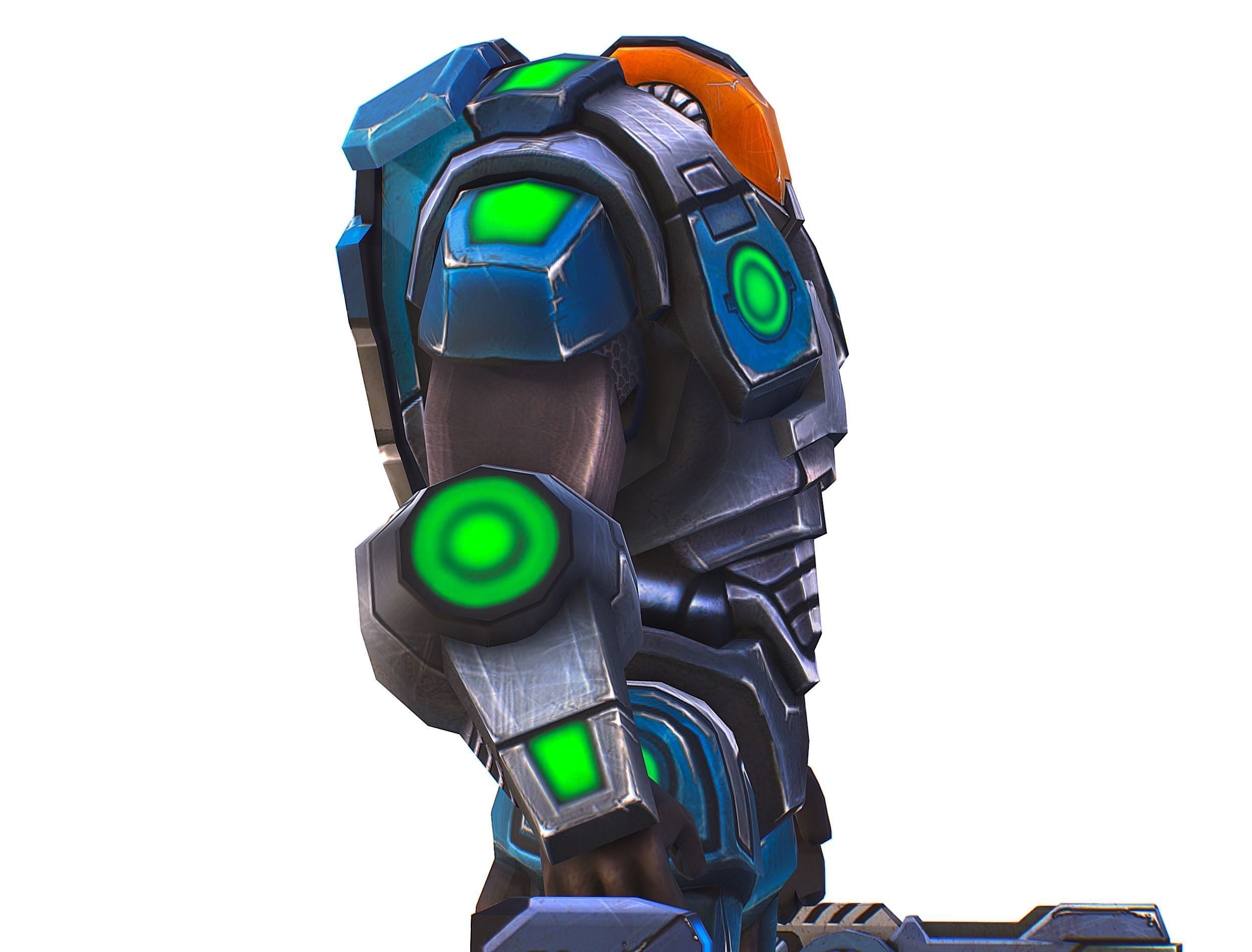 Man Cyborg - Male Soldier with Automatic Rifle and Pistol Low-poly 3D model_28