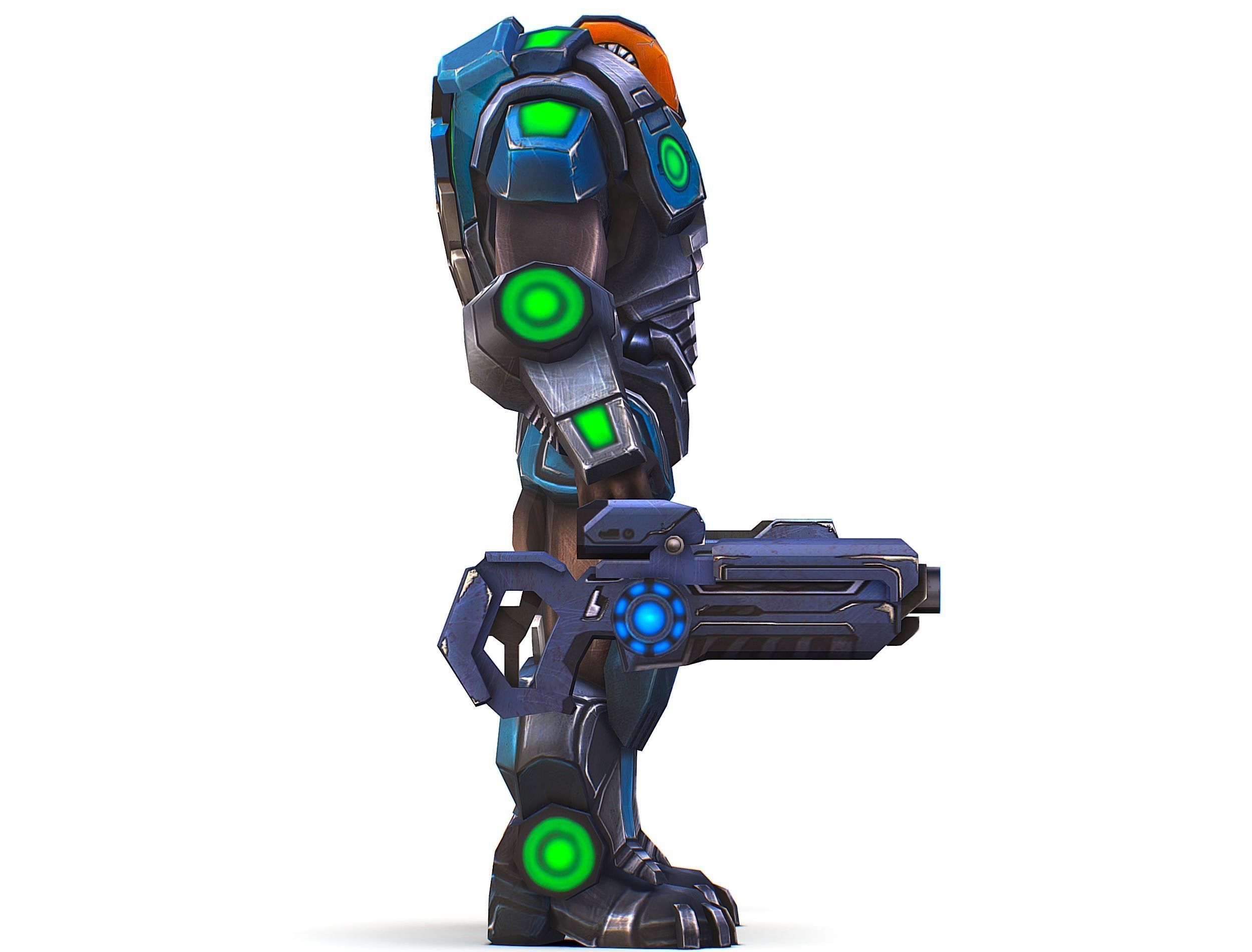 Man Cyborg - Male Soldier with Automatic Rifle and Pistol Low-poly 3D model_31