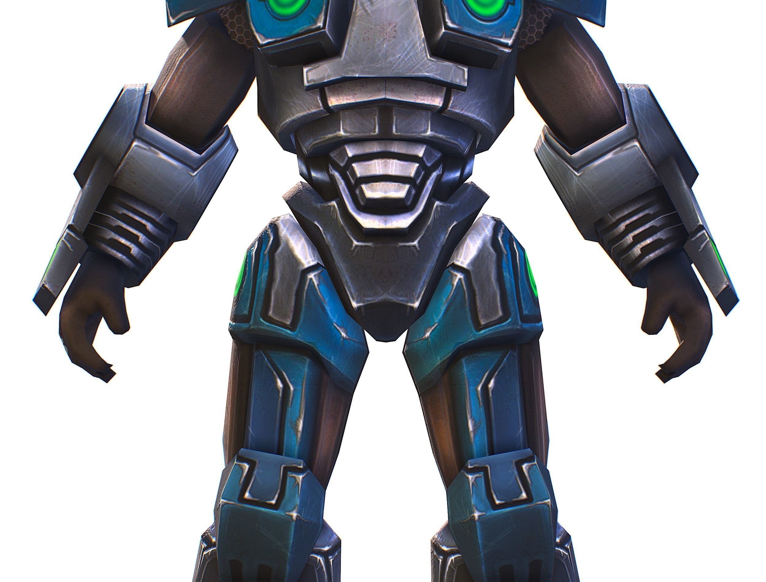 Man Cyborg - Male Soldier with Automatic Rifle and Pistol Low-poly 3D model_23