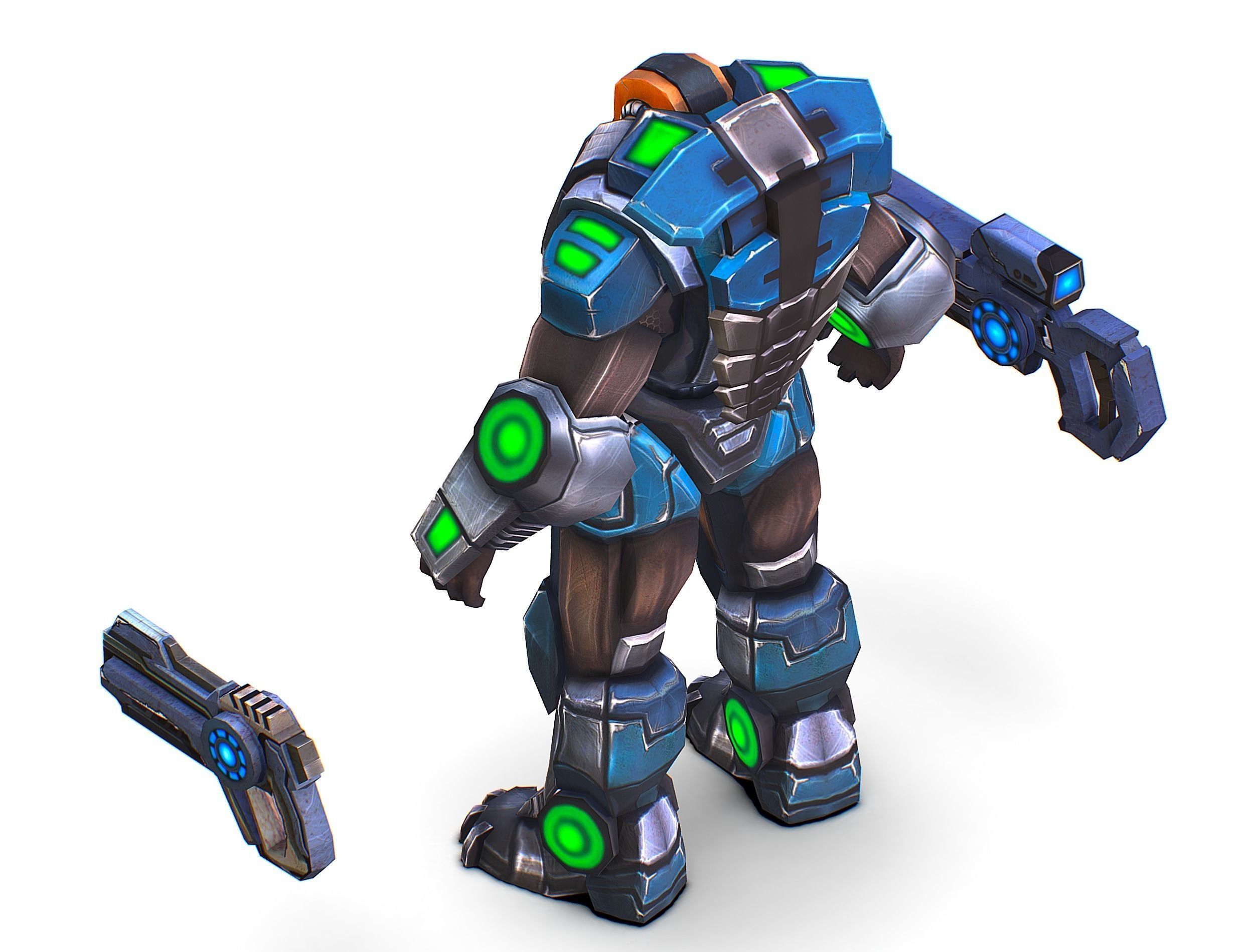 Man Cyborg - Male Soldier with Automatic Rifle and Pistol Low-poly 3D model_36