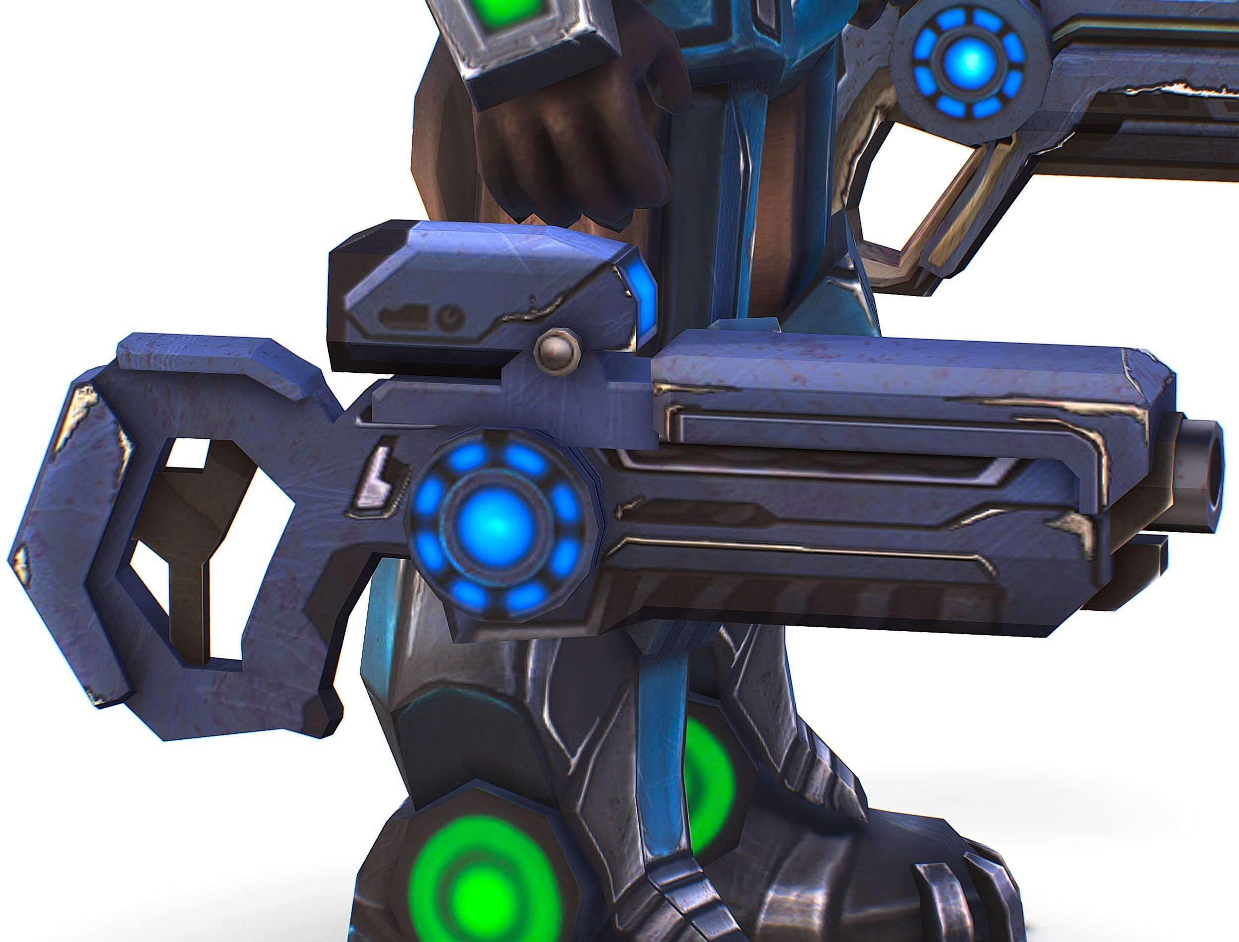 Man Cyborg - Male Soldier with Automatic Rifle and Pistol Low-poly 3D model_40