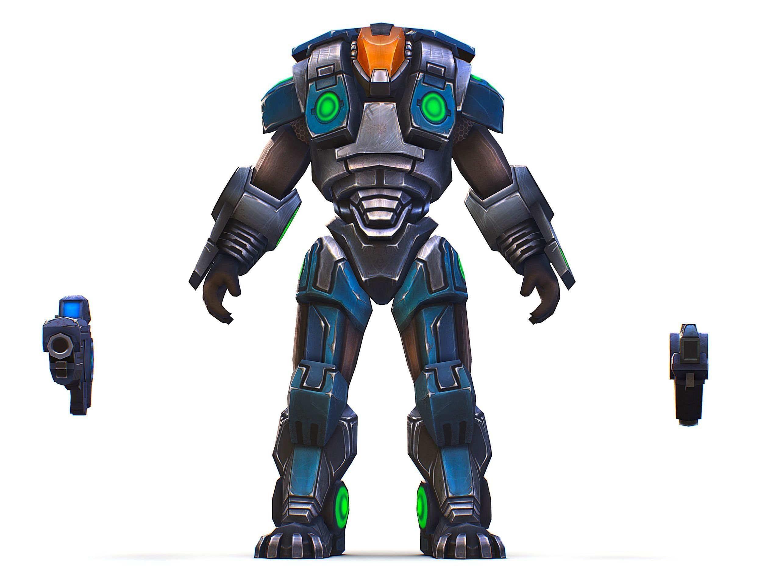 Man Cyborg - Male Soldier with Automatic Rifle and Pistol Low-poly 3D model_20