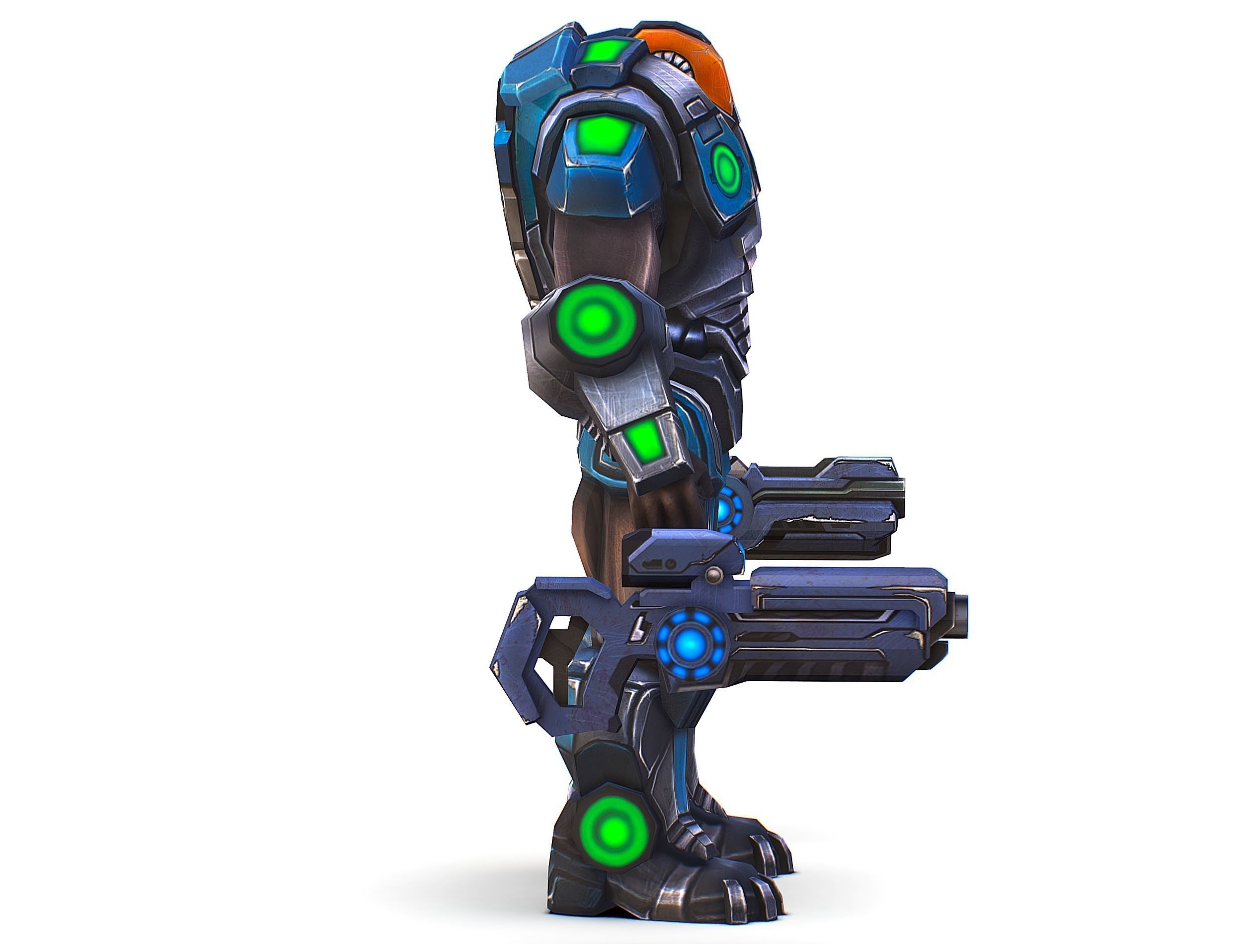 Man Cyborg - Male Soldier with Automatic Rifle and Pistol Low-poly 3D model_5