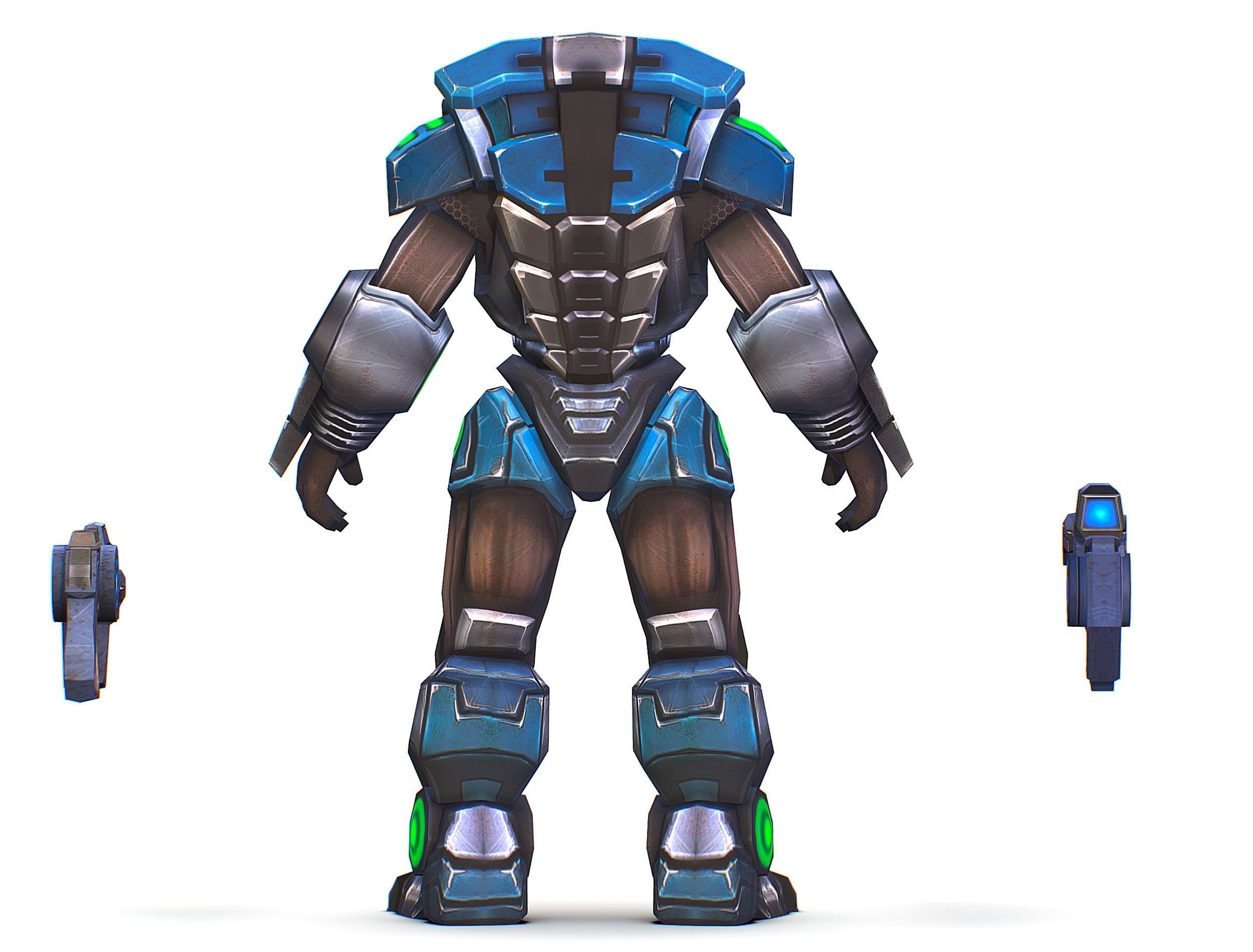 Man Cyborg - Male Soldier with Automatic Rifle and Pistol Low-poly 3D model_11