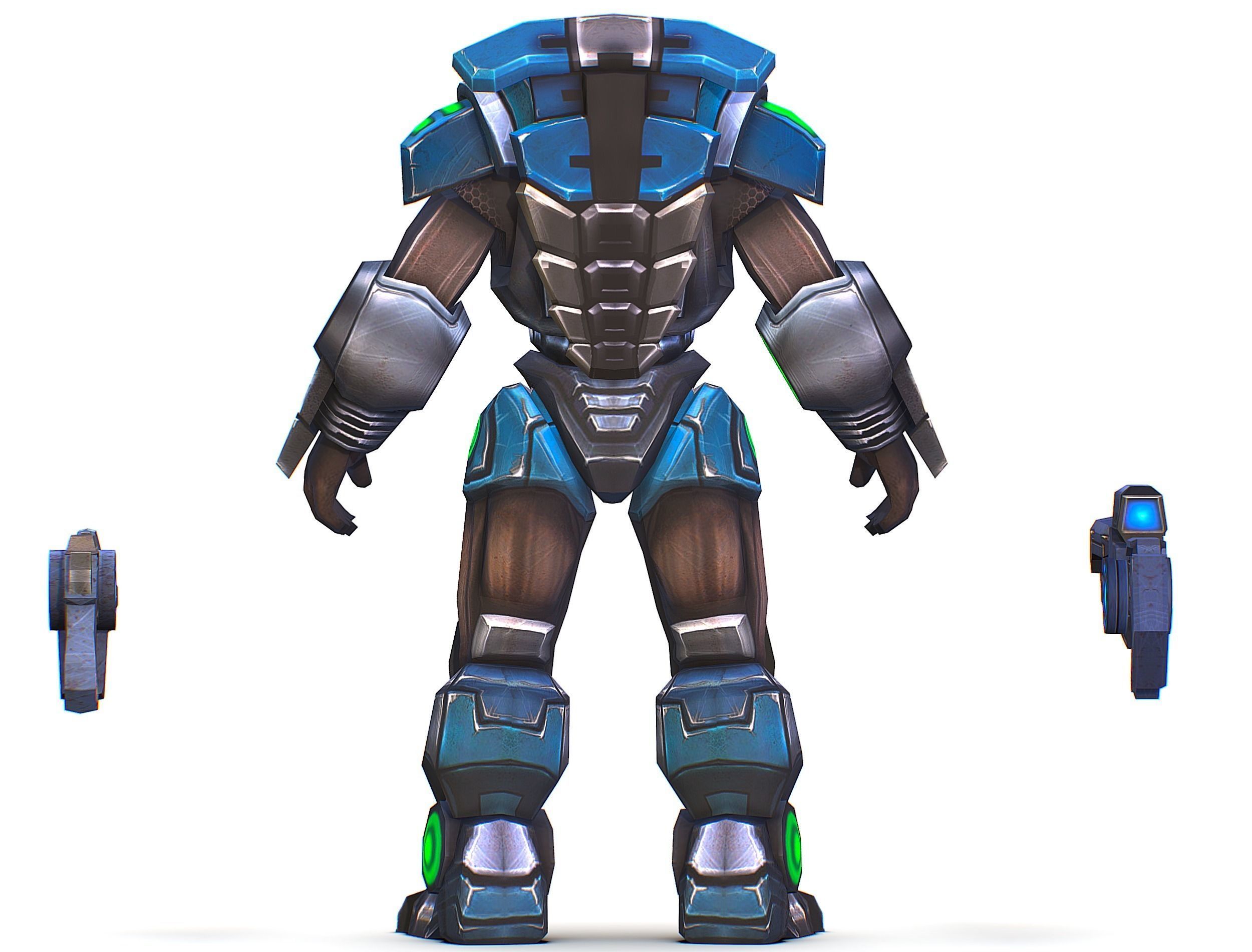 Man Cyborg - Male Soldier with Automatic Rifle and Pistol Low-poly 3D model_32