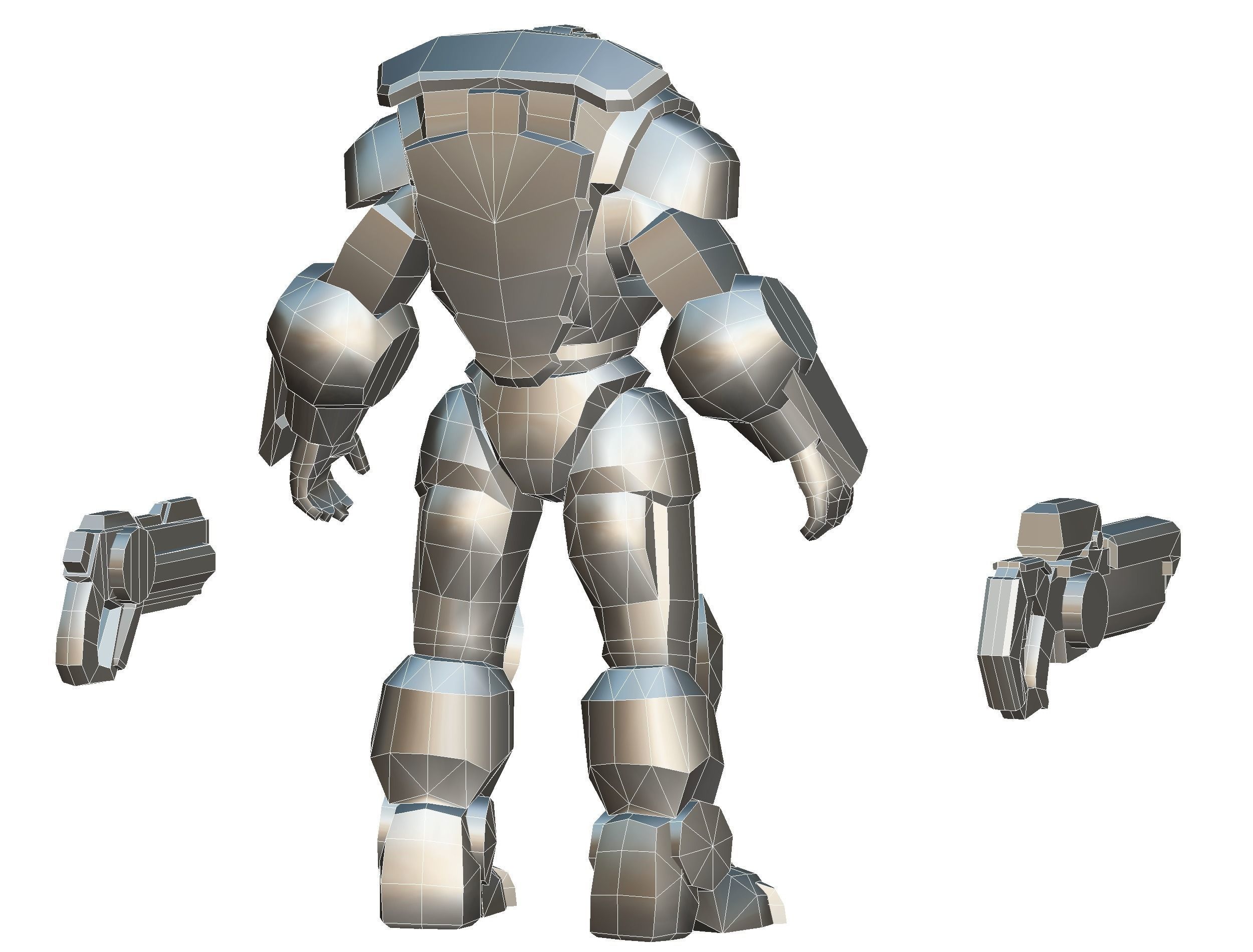 Man Cyborg - Male Soldier with Automatic Rifle and Pistol Low-poly 3D model_65