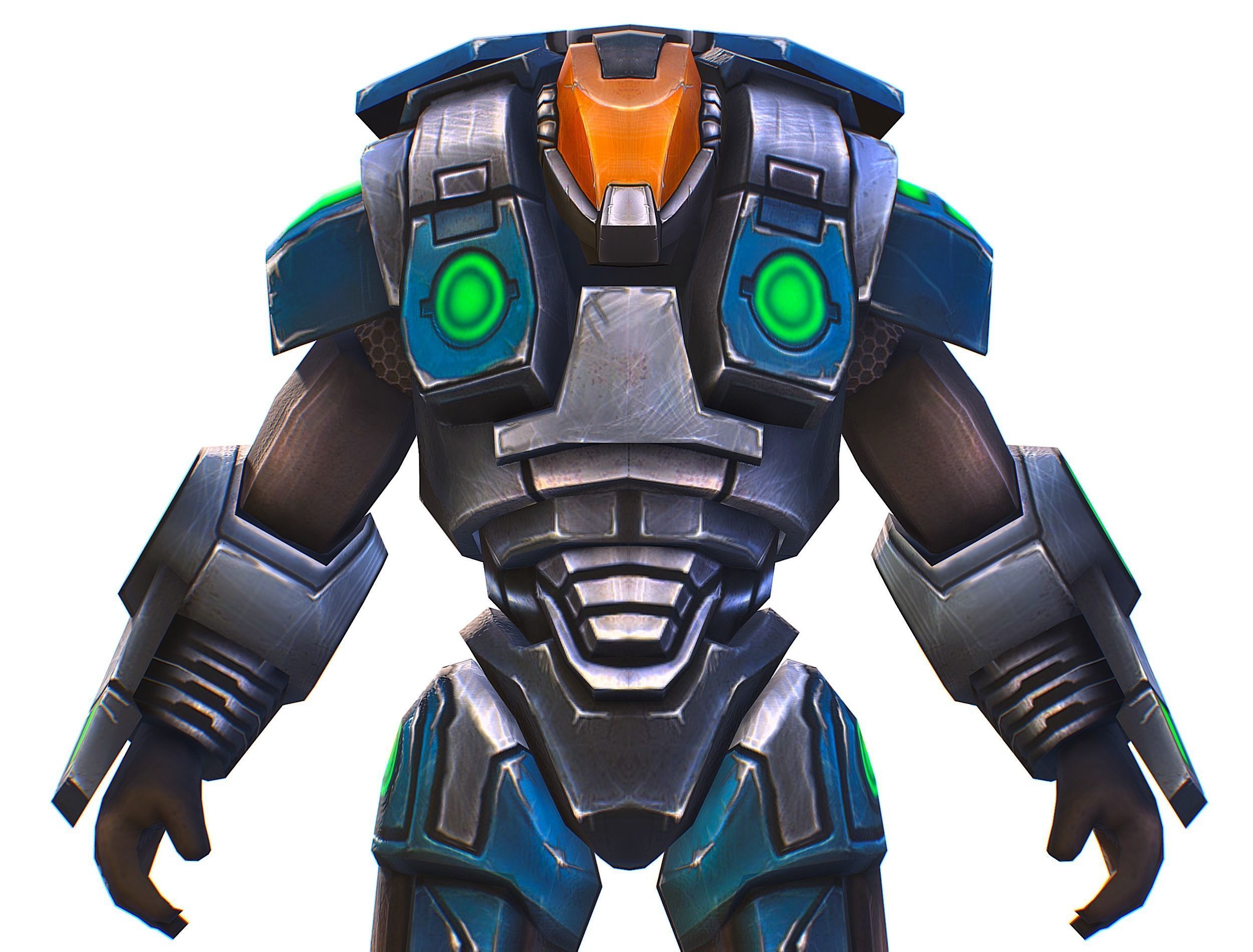 Man Cyborg - Male Soldier with Automatic Rifle and Pistol Low-poly 3D model_22