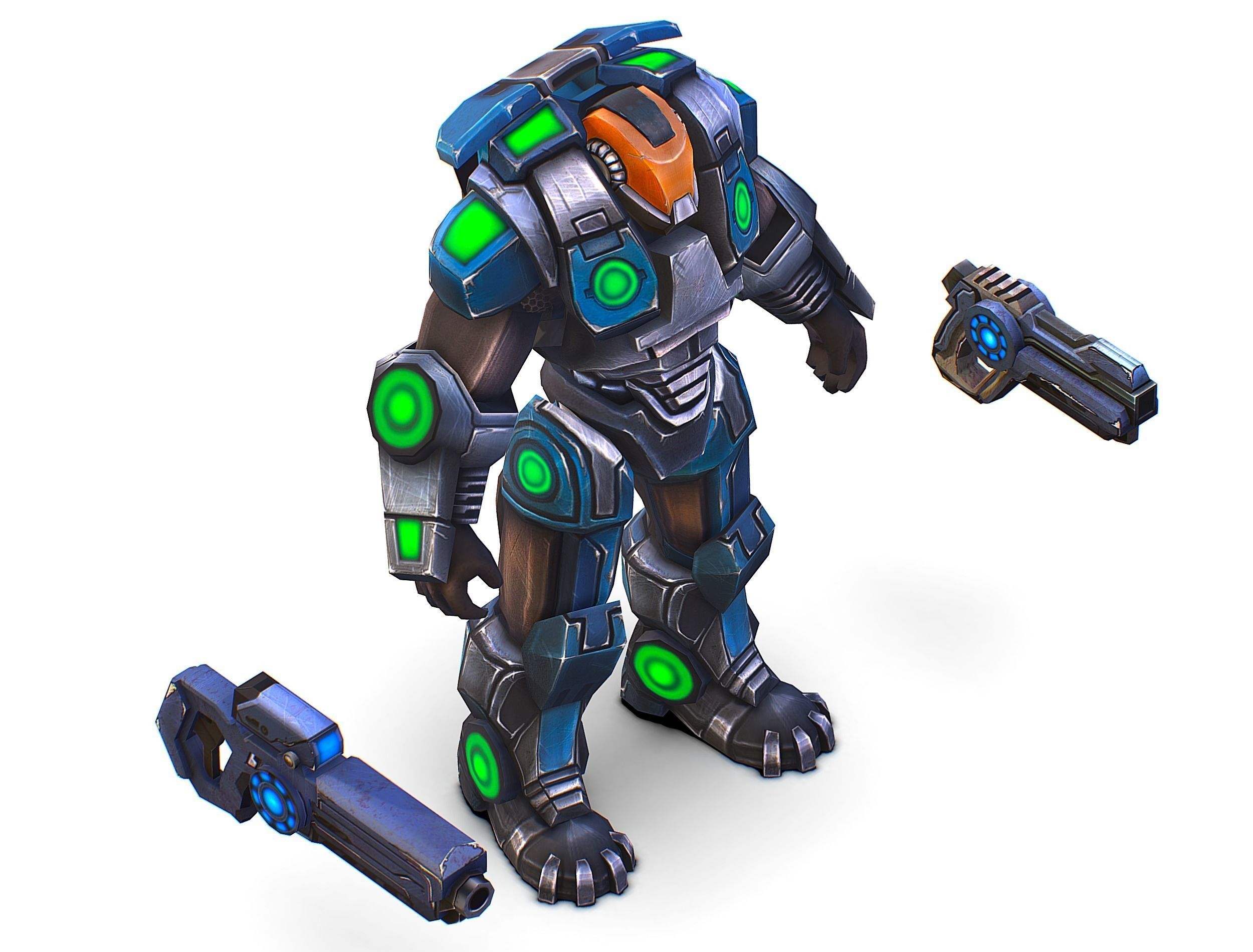 Man Cyborg - Male Soldier with Automatic Rifle and Pistol Low-poly 3D model_34