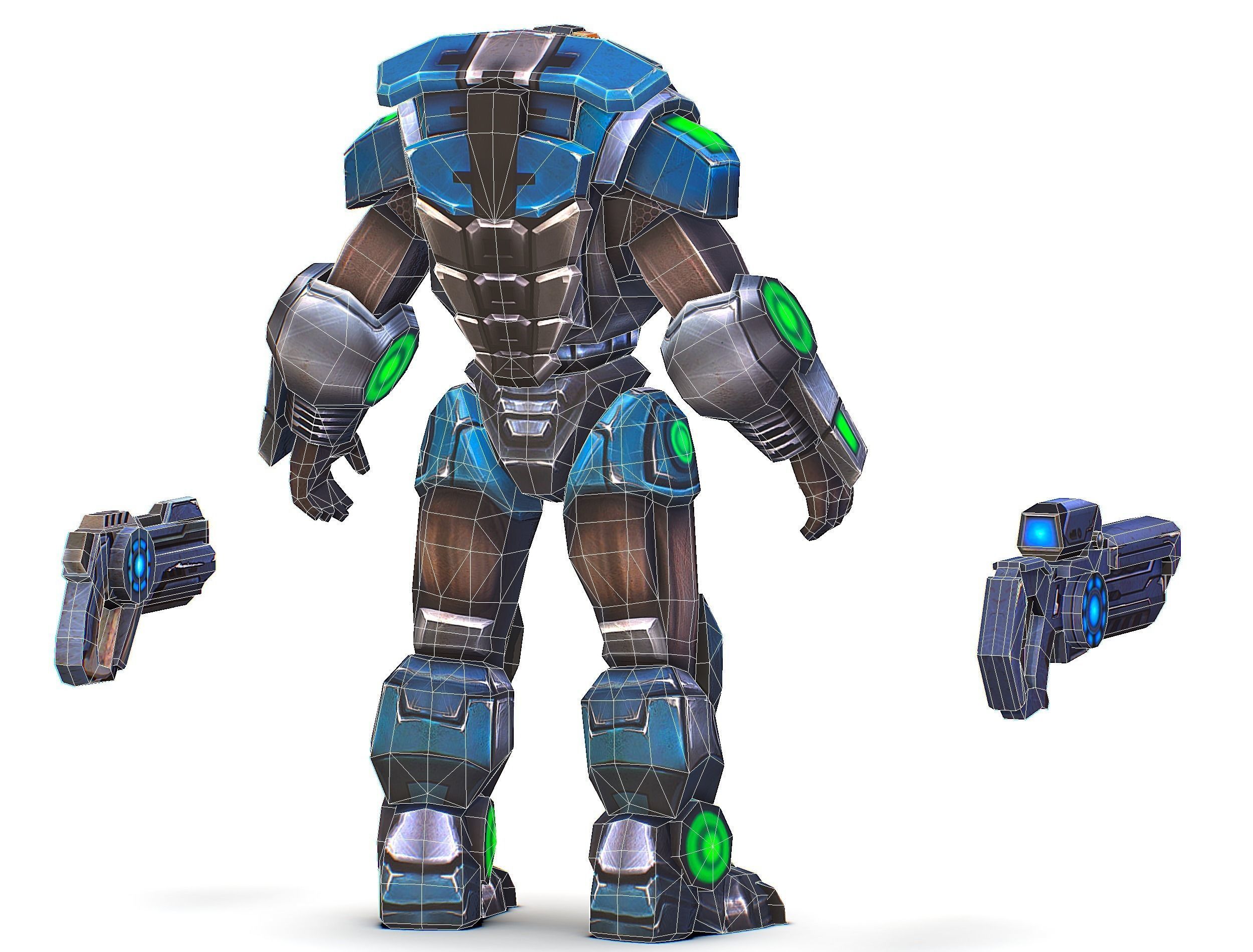 Man Cyborg - Male Soldier with Automatic Rifle and Pistol Low-poly 3D model_64