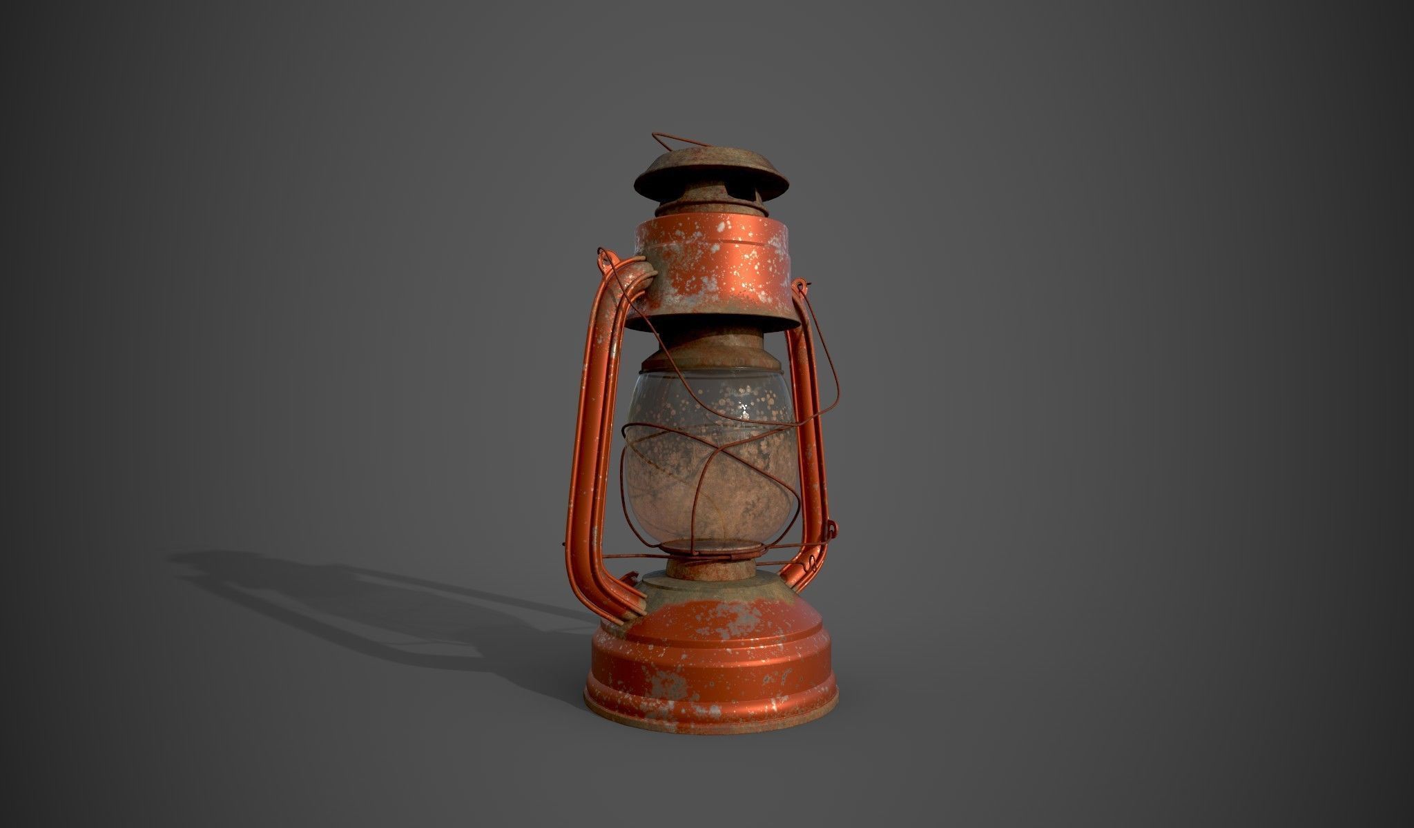 Vintage rusted lamp Low-poly 3D model_3