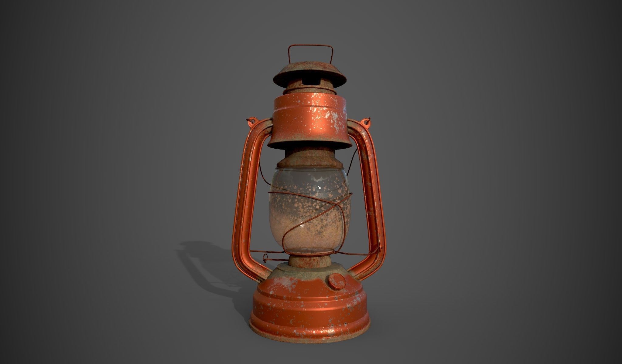 Vintage rusted lamp Low-poly 3D model_2