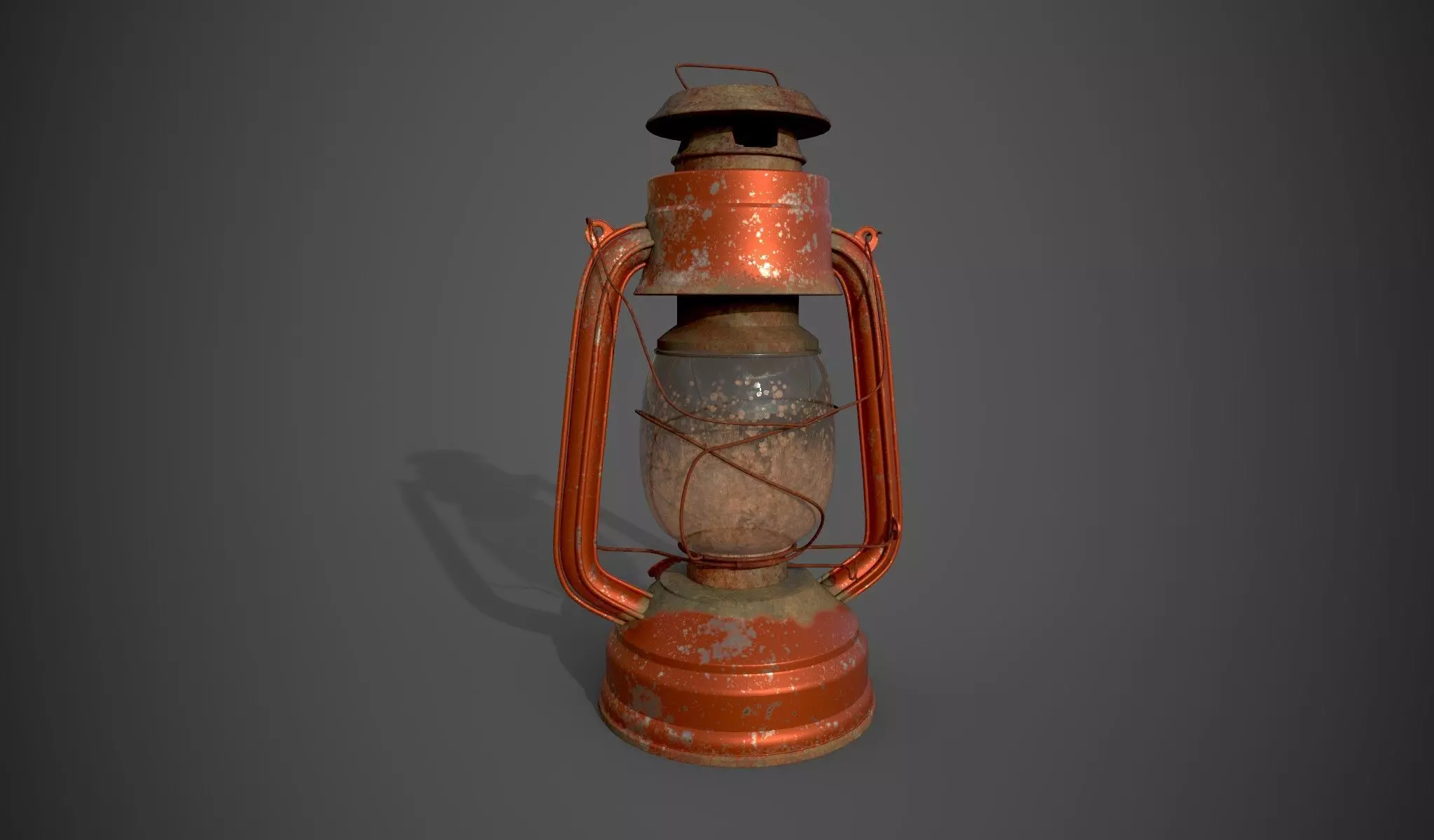 Vintage rusted lamp Low-poly 3D model_0