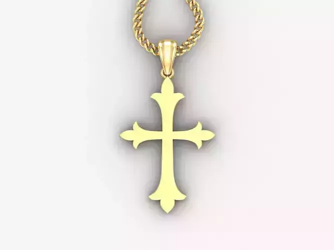 Light Gold 18K Cross Pendant 1CP049