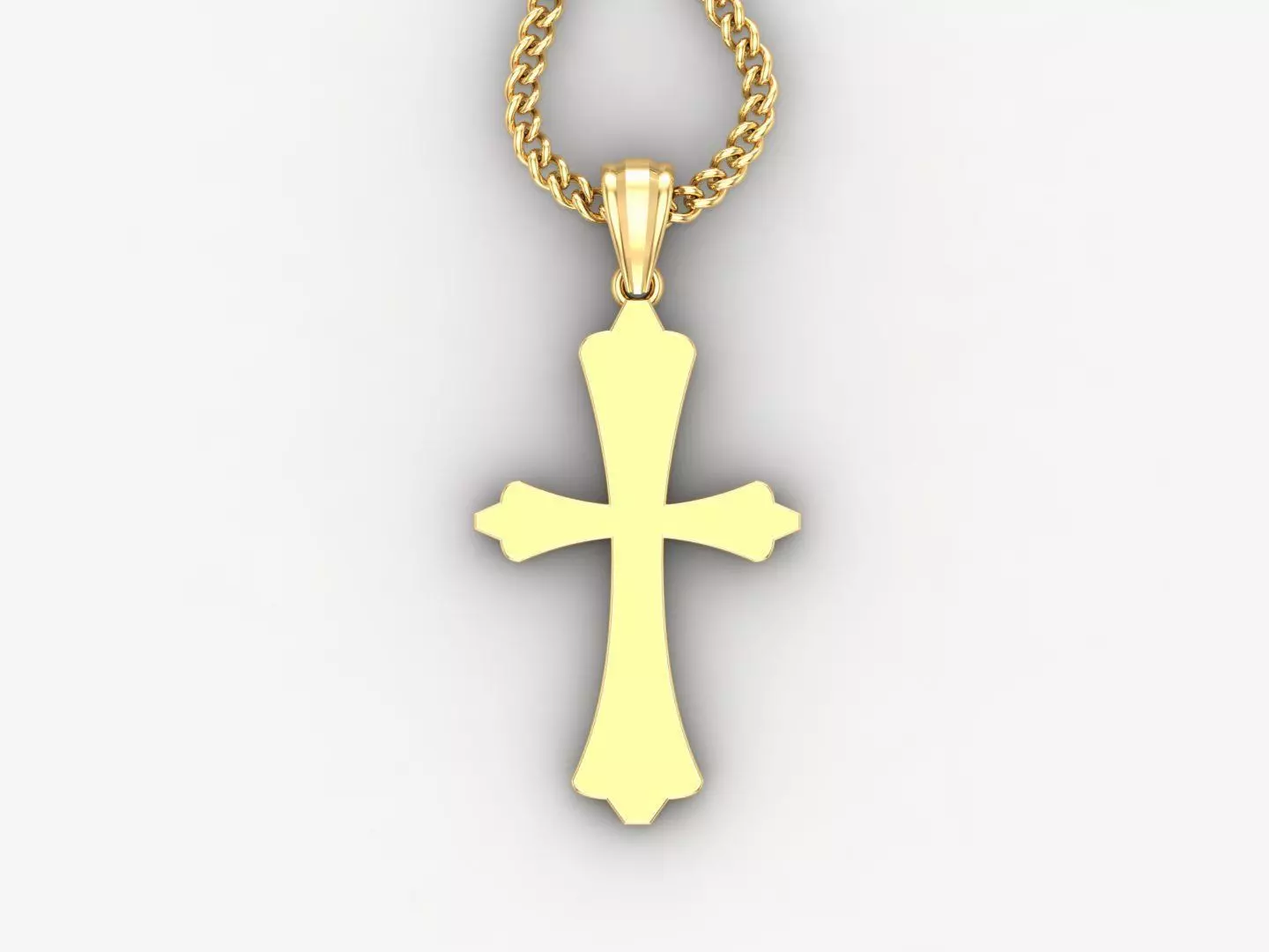 Light Gold 18K Cross Pendant 1CP043 3D print model_0