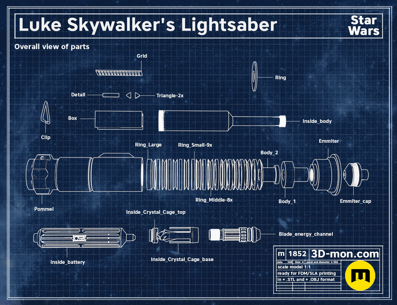 Luke Skywalker lightsaber 3D print model_2