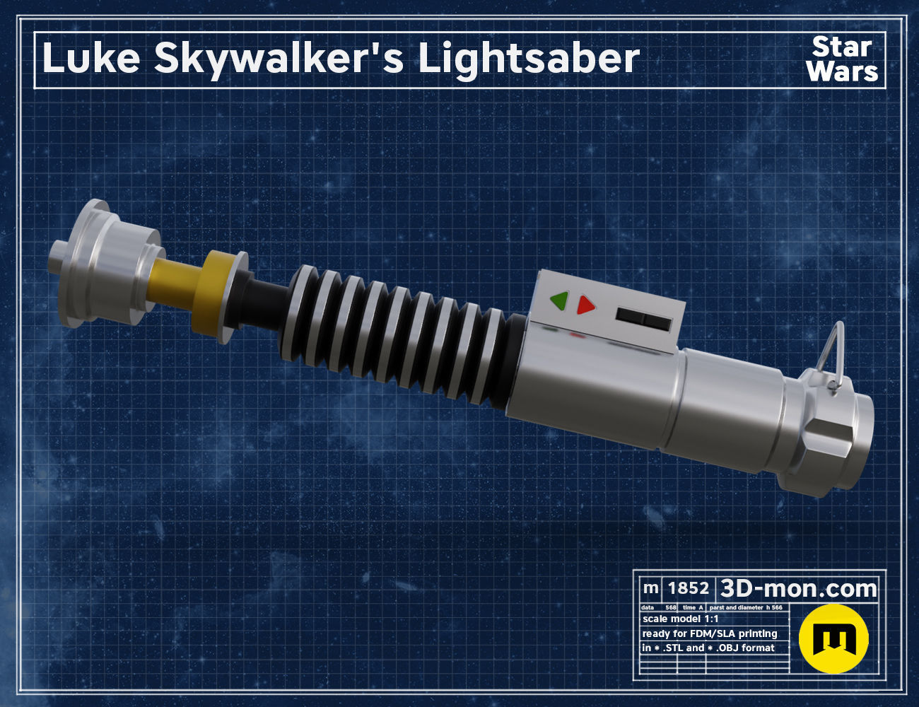 Luke Skywalker lightsaber 3D print model_1