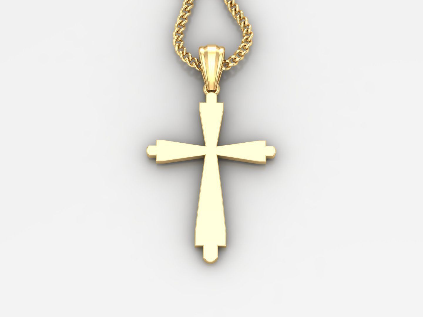 Light Gold 18K Cross Pendant 1CP035 3D print model_3