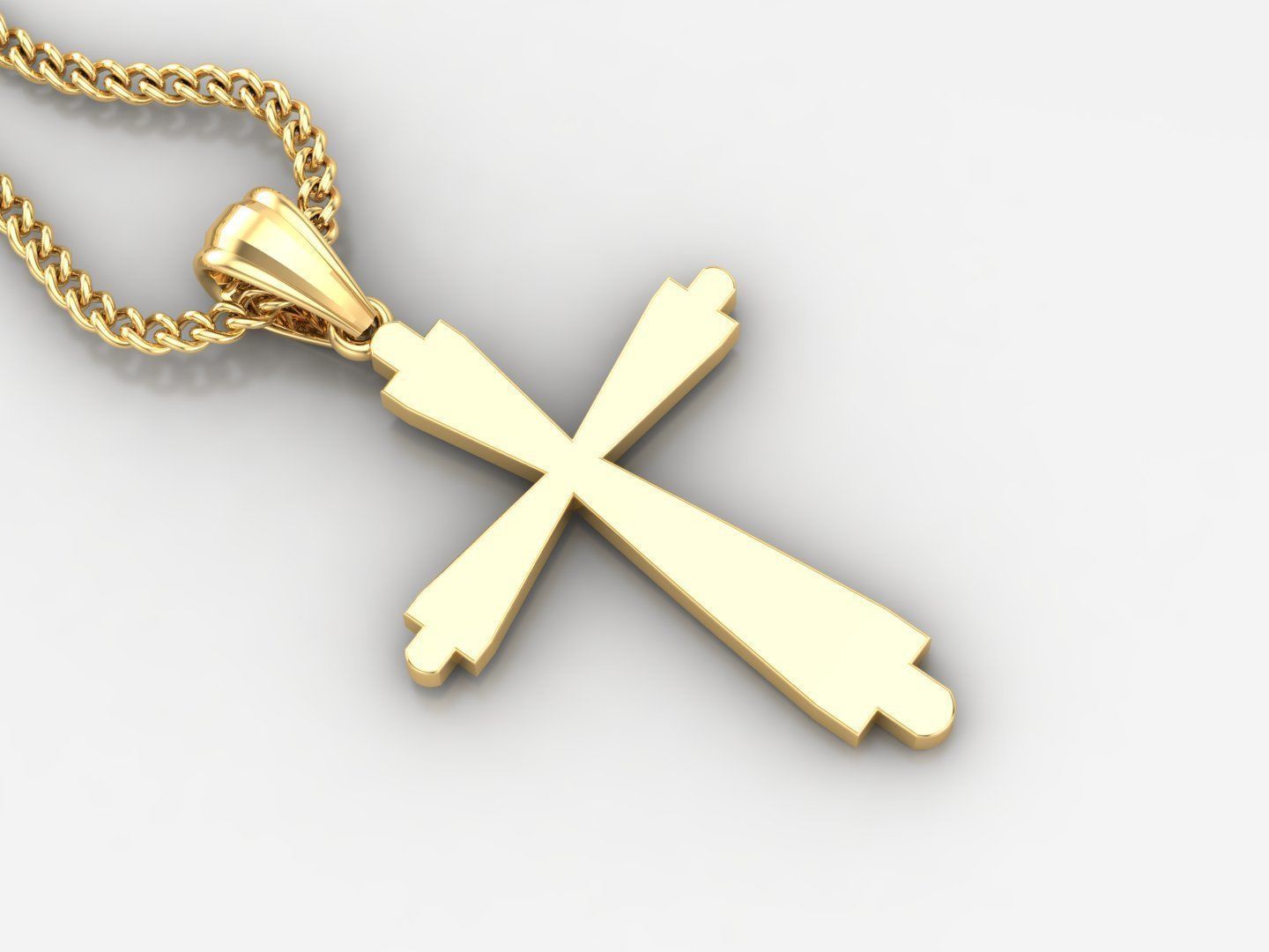 Light Gold 18K Cross Pendant 1CP035 3D print model_2