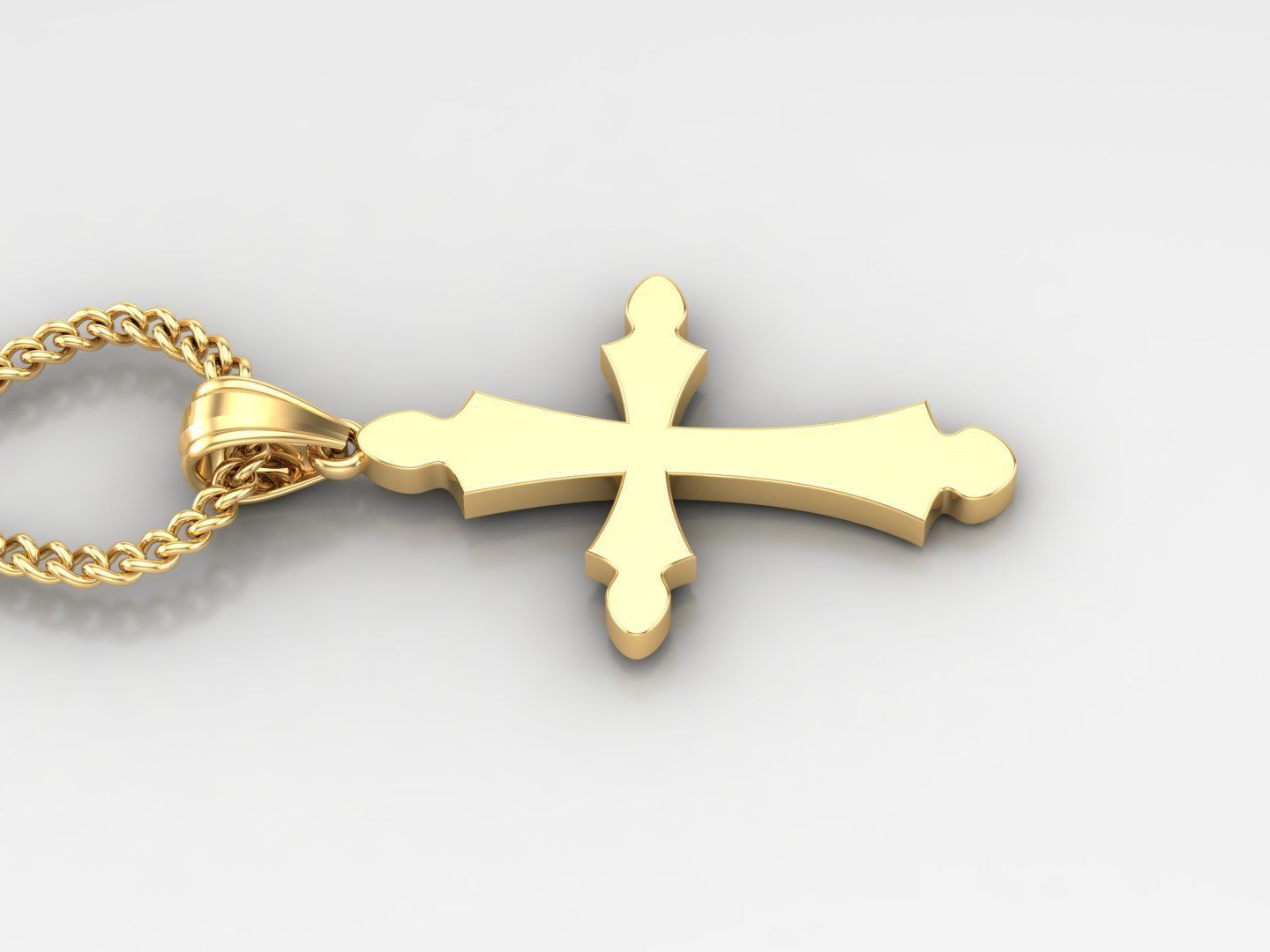 Light Gold 18K Cross Pendant 1CP032 3D print model_4