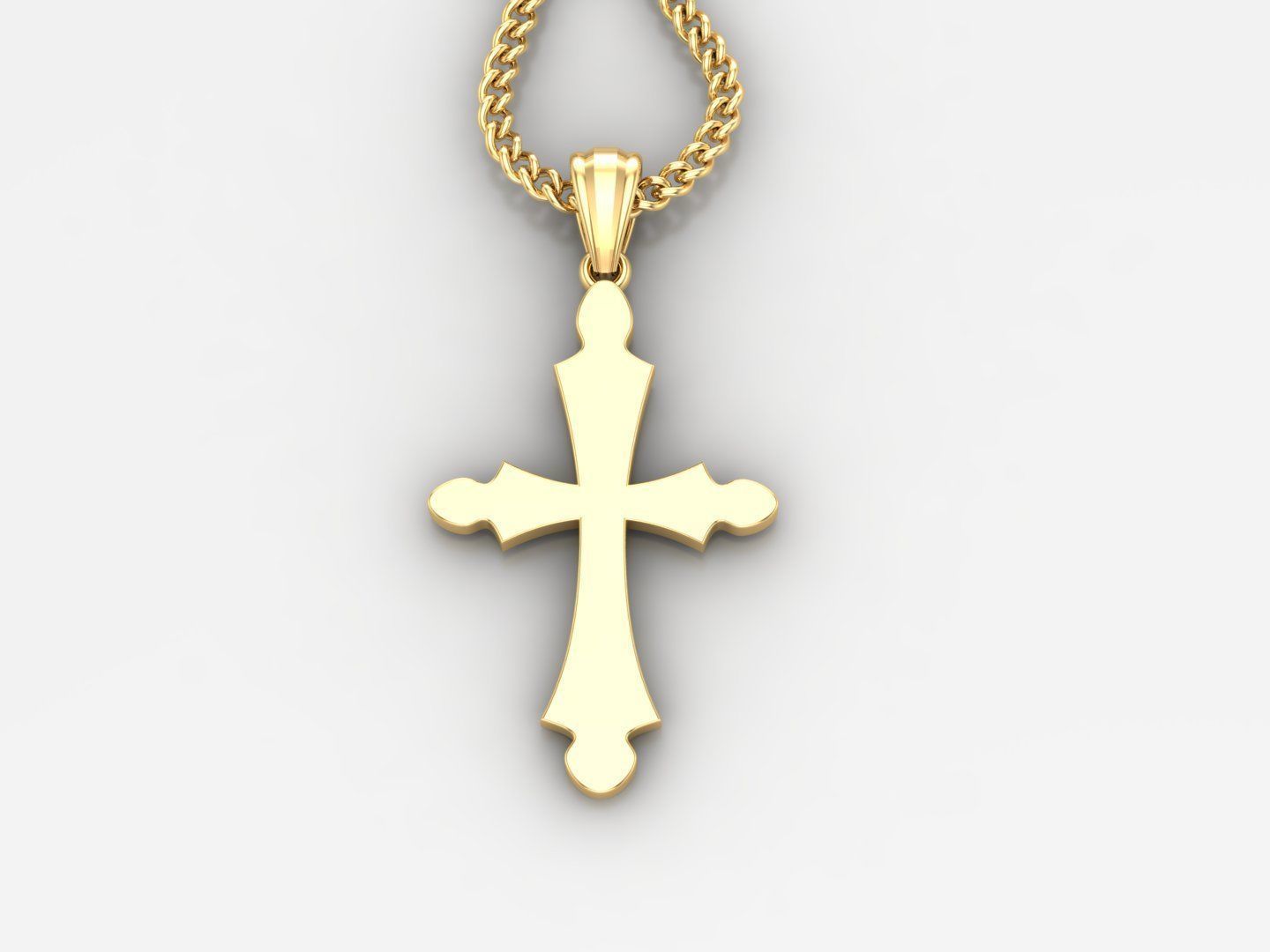 Light Gold 18K Cross Pendant 1CP032 3D print model_3