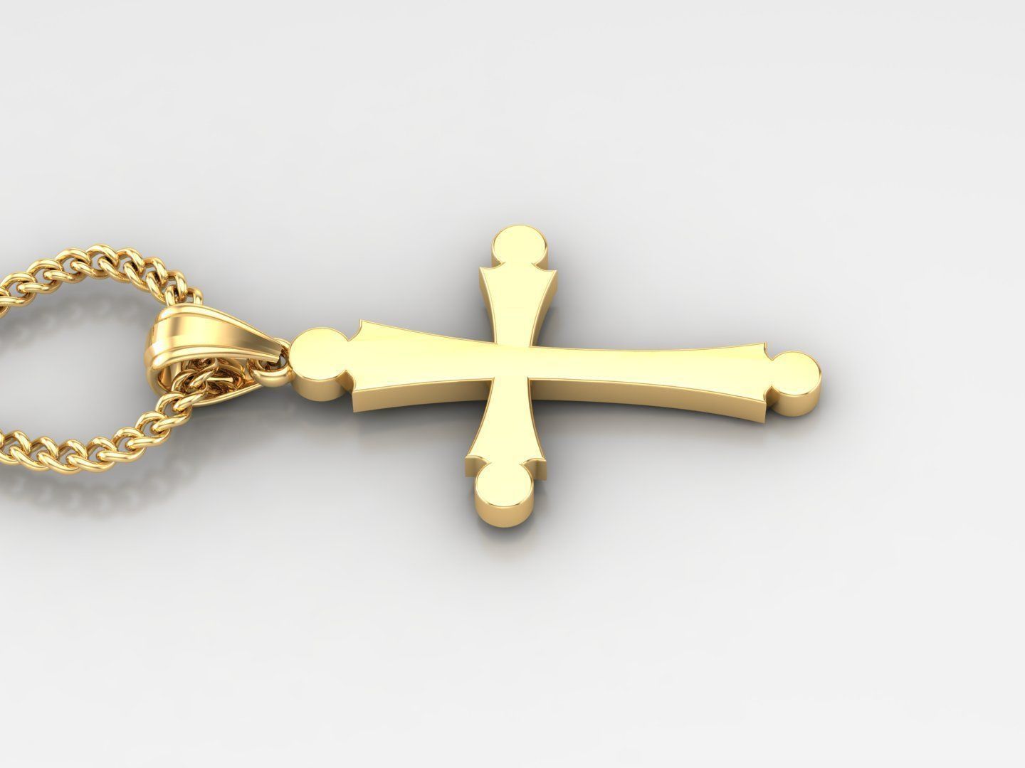 Light Gold 18K Cross Pendant 1CP027 3D print model_4