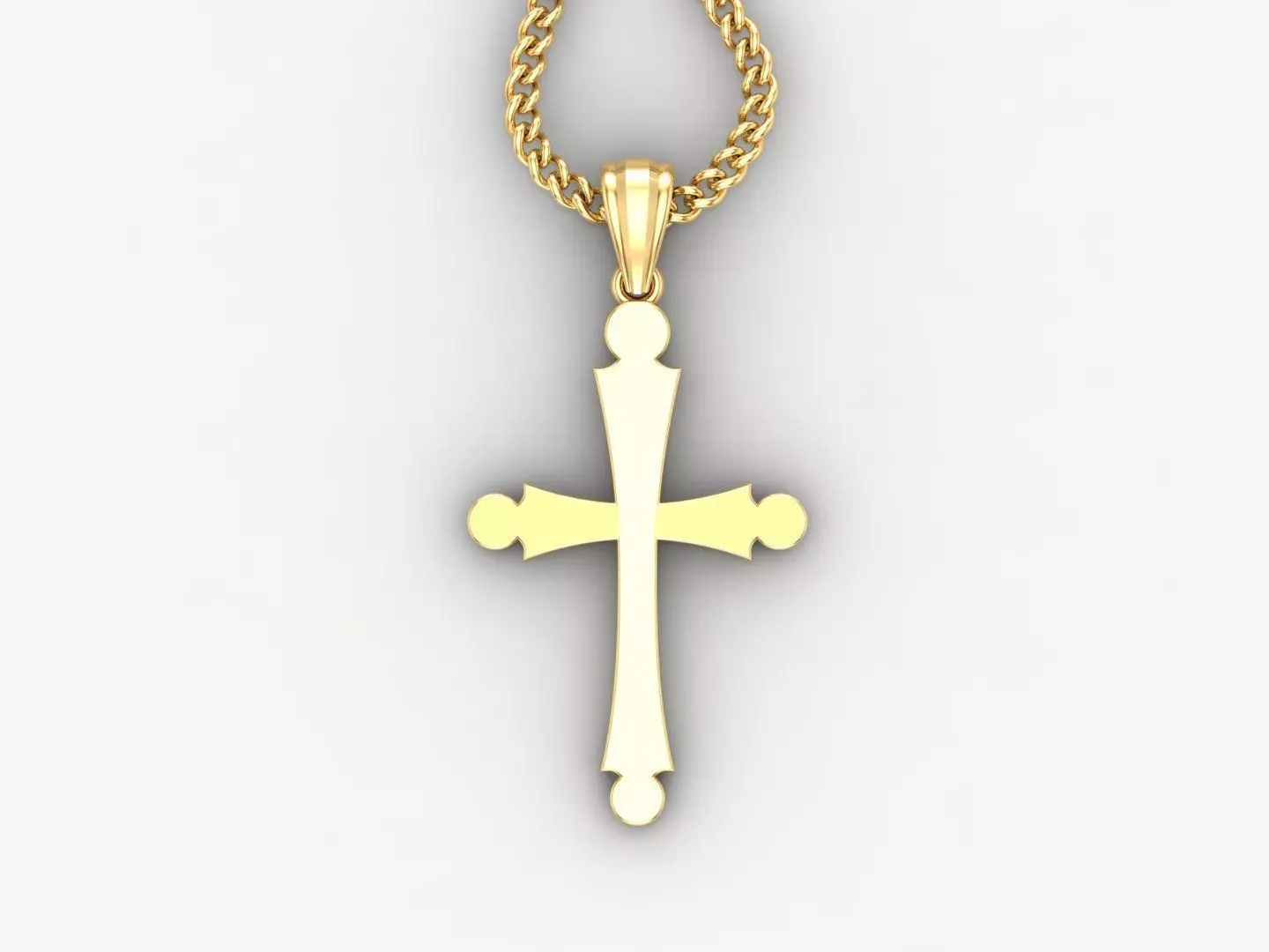 Light Gold 18K Cross Pendant 1CP027 3D print model_0