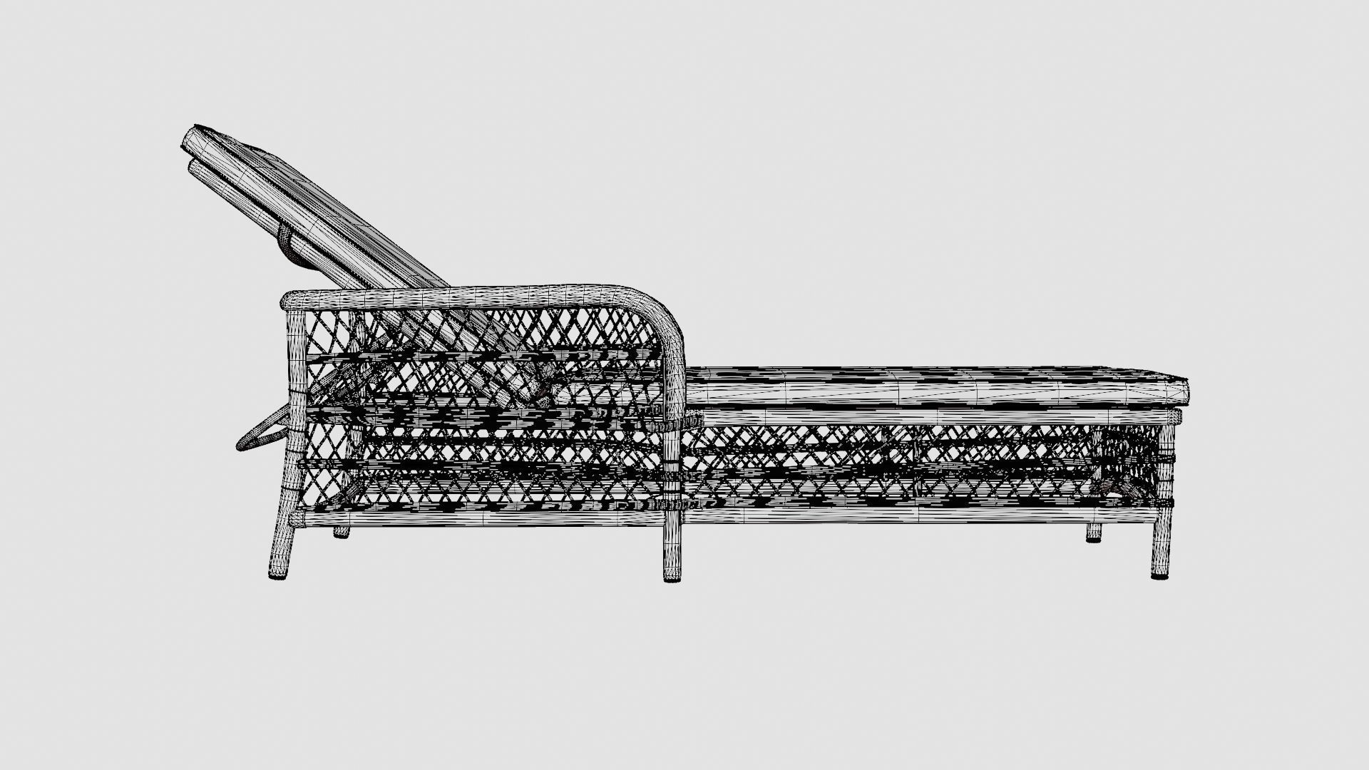 Rattan Sunbed Low-poly 3D model_8