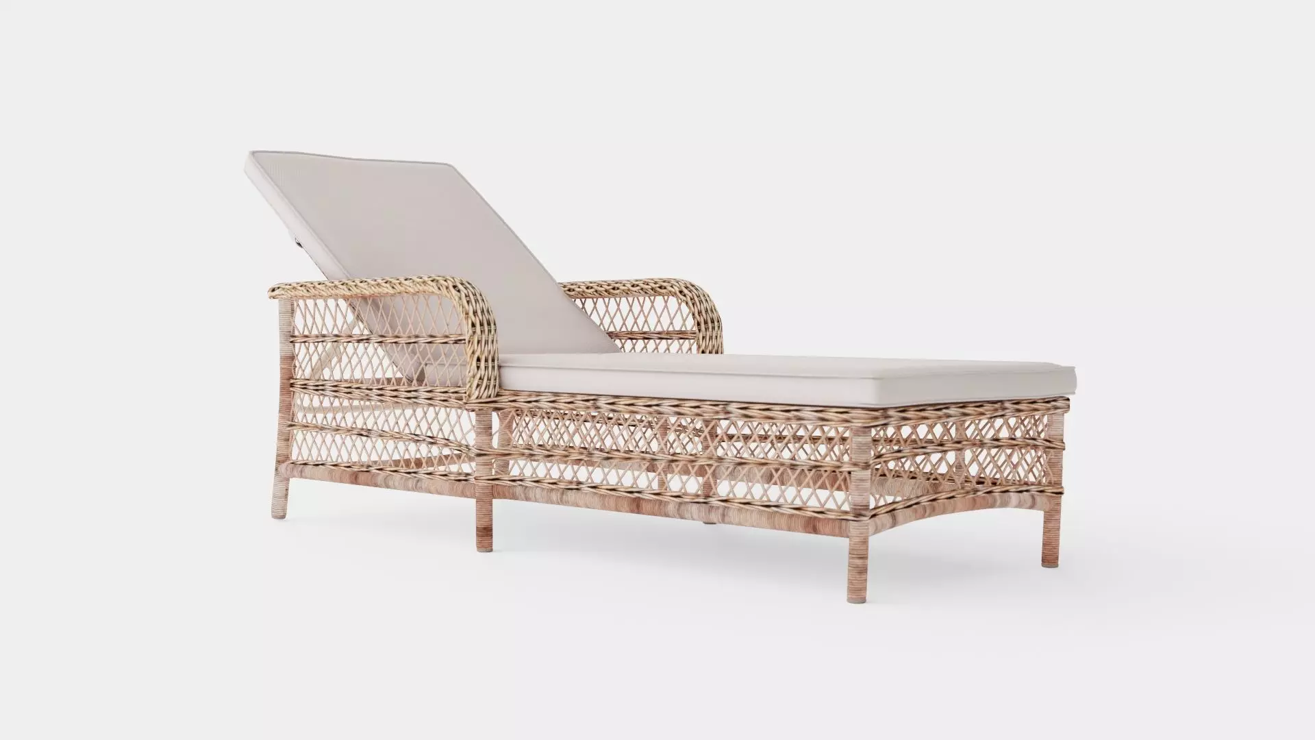Rattan Sunbed Low-poly 3D model_0