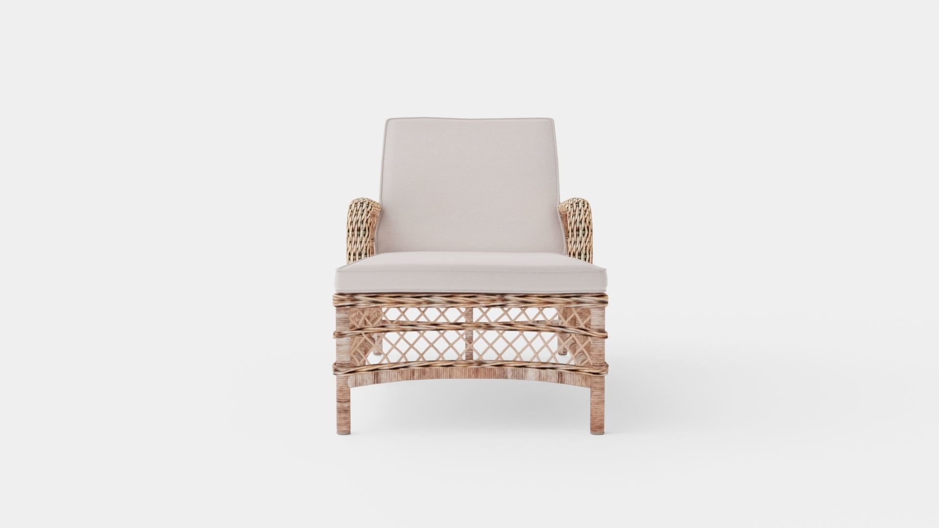 Rattan Sunbed Low-poly 3D model_1