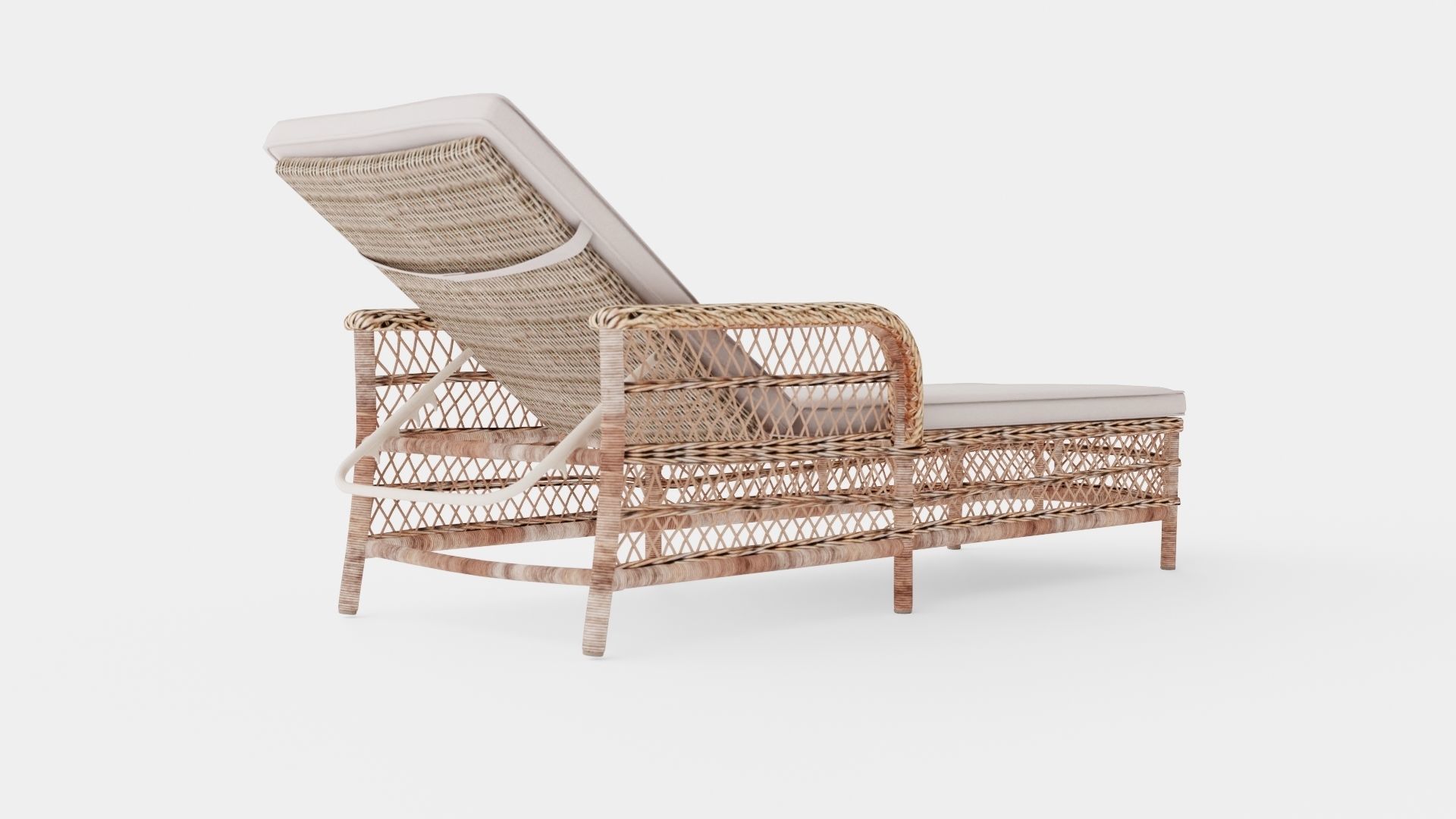 Rattan Sunbed Low-poly 3D model_3