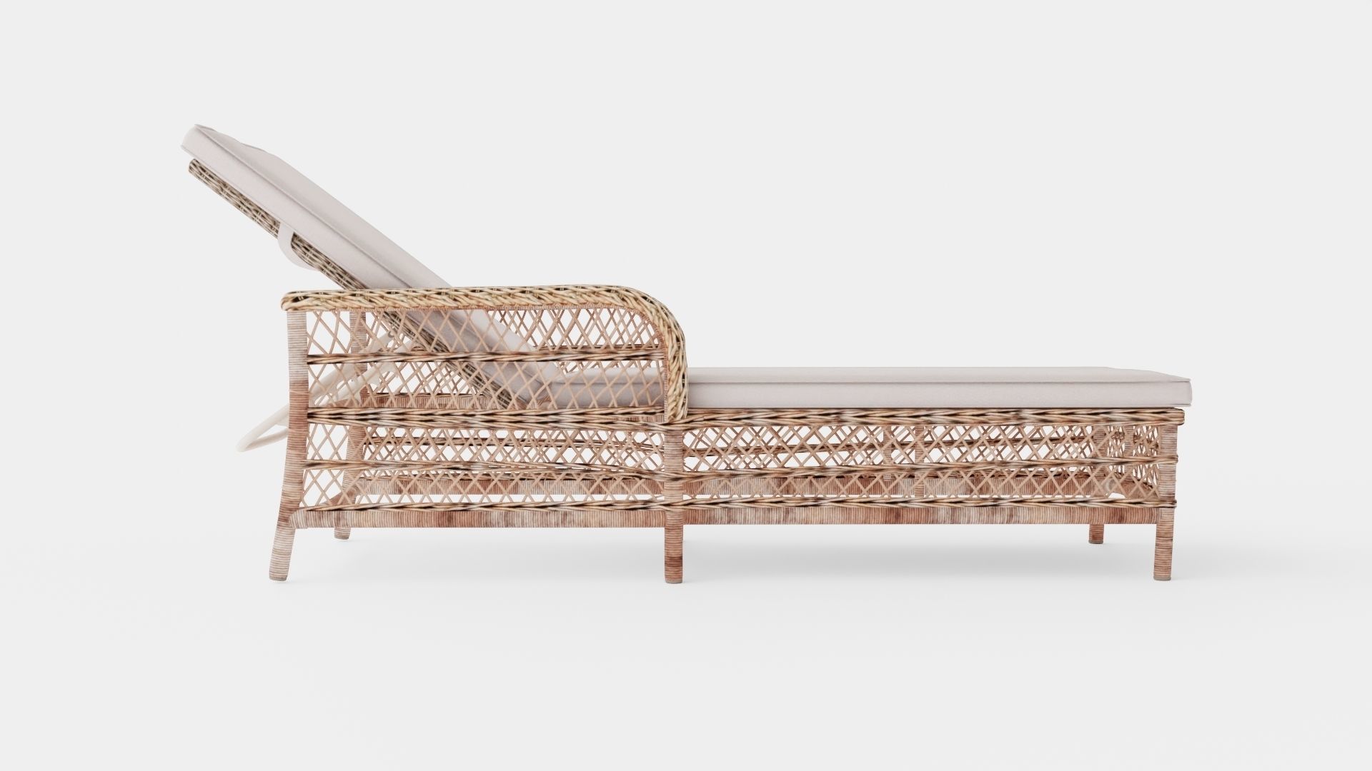Rattan Sunbed Low-poly 3D model_2