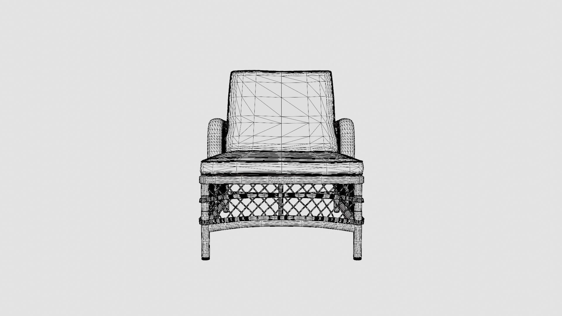 Rattan Sunbed Low-poly 3D model_6