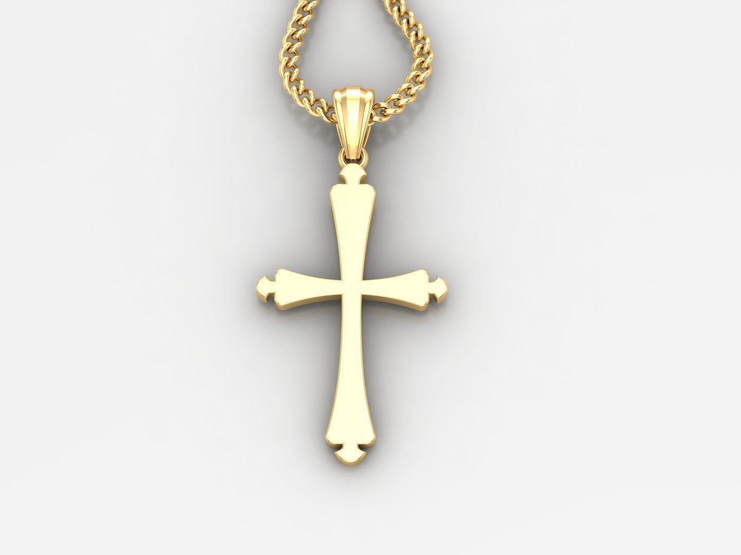 Light Gold 18K Cross Pendant 1CP022 3D print model_3