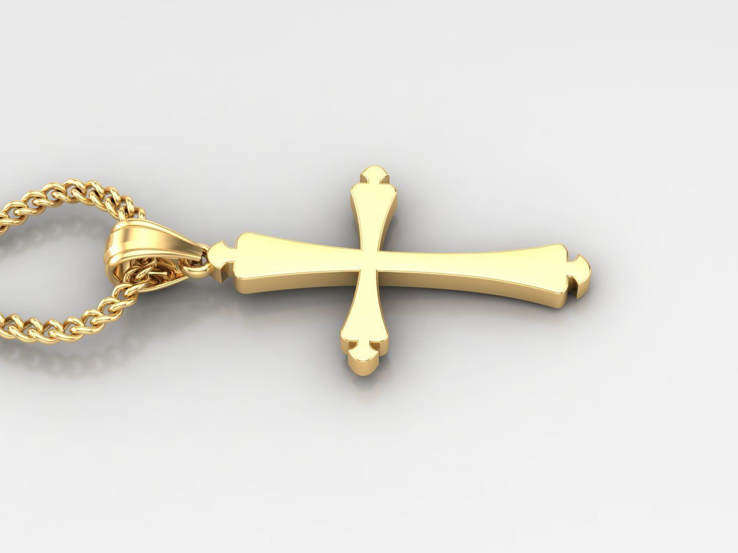 Light Gold 18K Cross Pendant 1CP022 3D print model_4