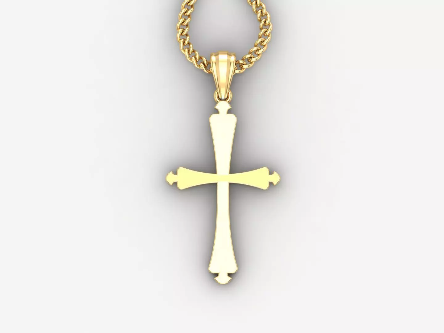 Light Gold 18K Cross Pendant 1CP022 3D print model_0
