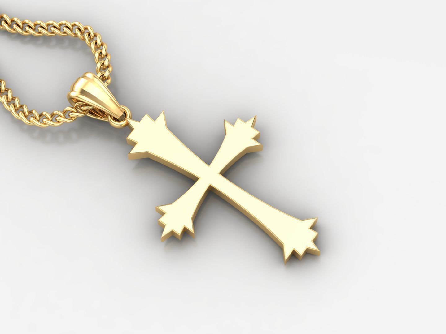Light Gold 18K Cross Pendant 1CP021 3D print model_2