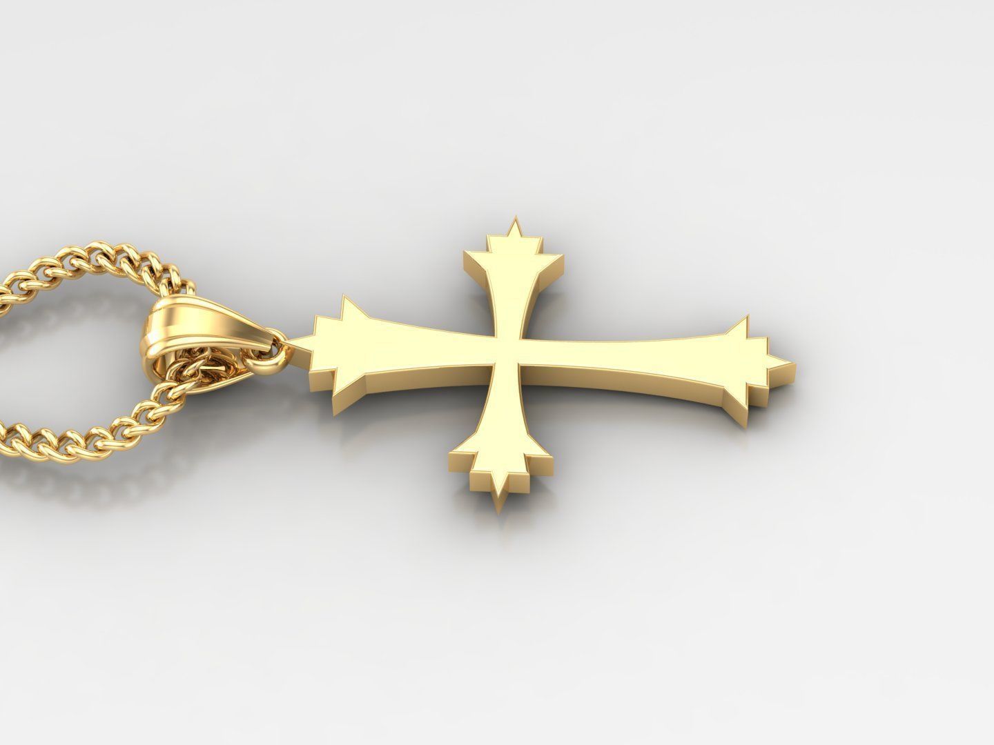 Light Gold 18K Cross Pendant 1CP021 3D print model_4