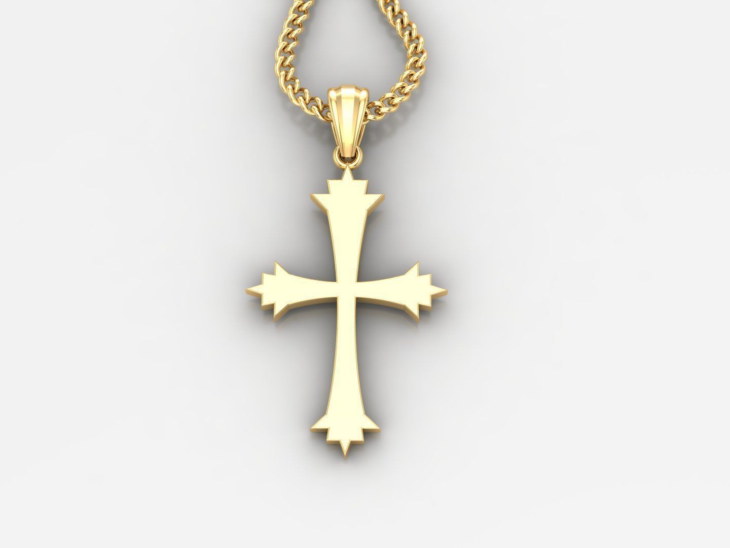 Light Gold 18K Cross Pendant 1CP021 3D print model_3